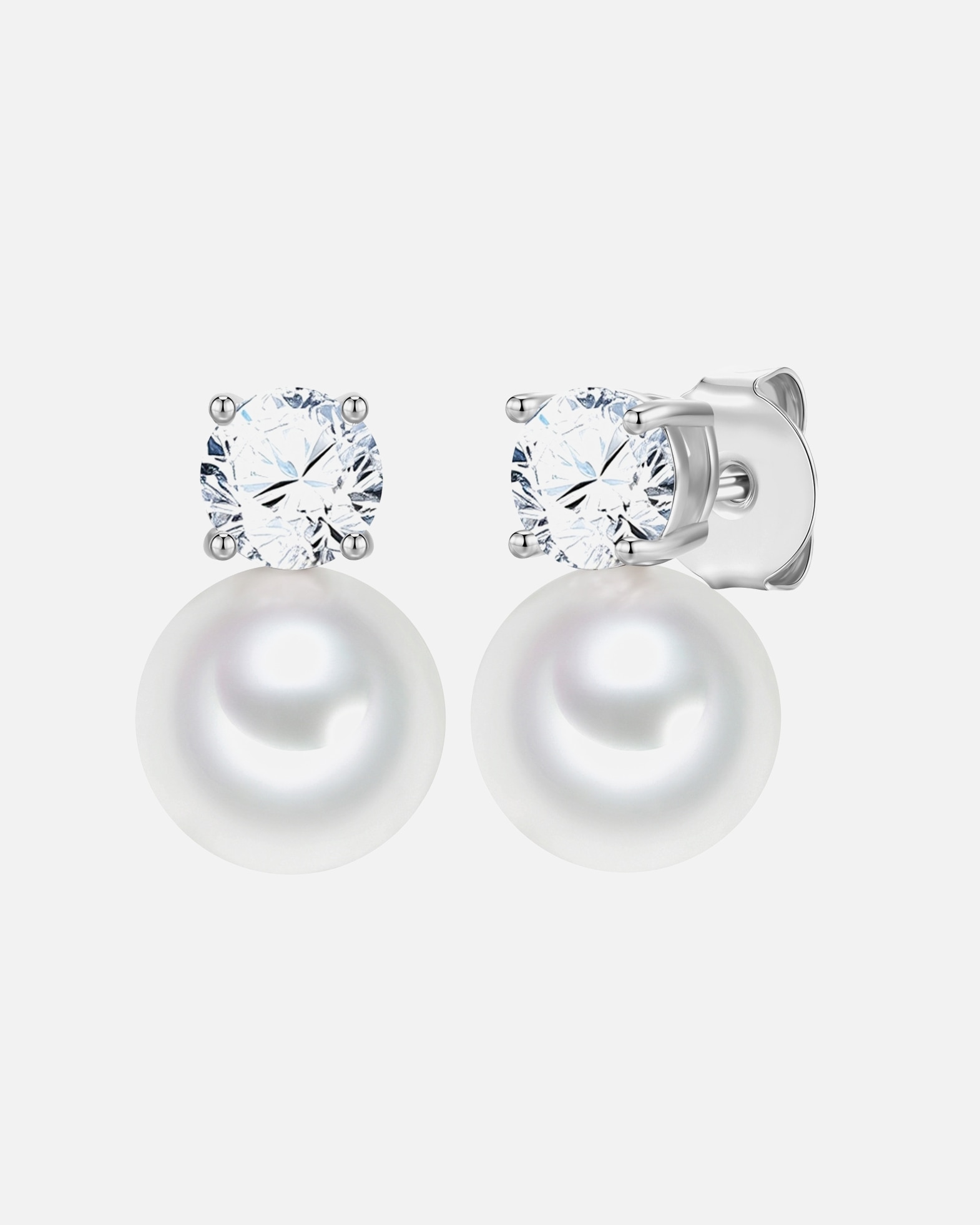 Ohrringe für Weiblich Lulu & Jane Perlen-Ohrstecker aus Messing mit Zirkonia Glasperle 19,2 mm