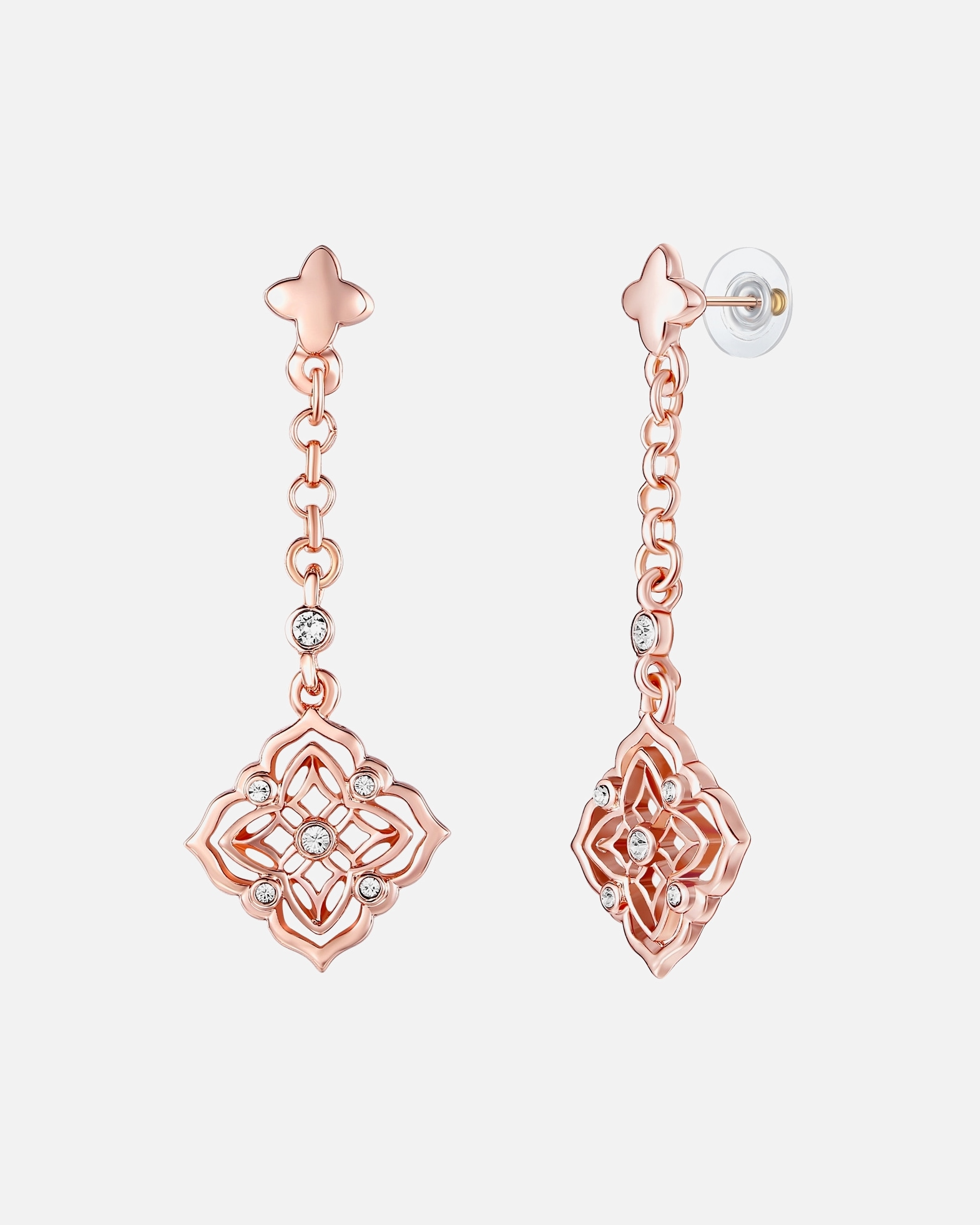 Ohrringe für Weiblich Lulu & Jane Ohrhänger Metall-Legierung verziert mit Kristallen von Swarovski® in Roségold 1 Stück