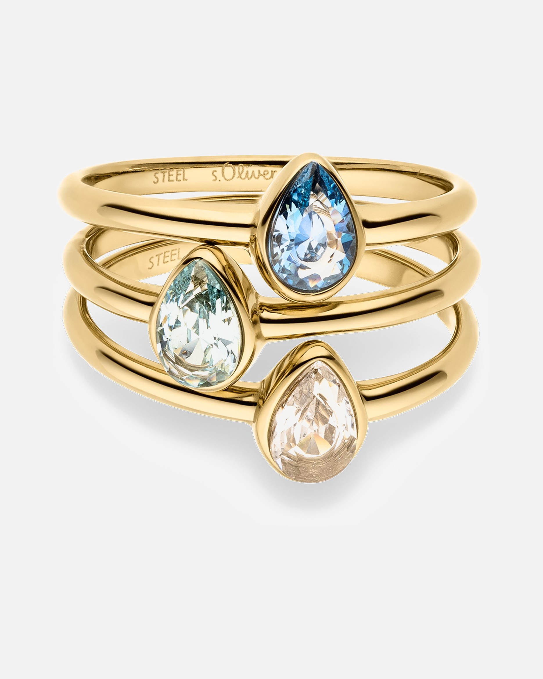 Ring für Weiblich s.Oliver Damenring Edelstahl, Farbstein 52