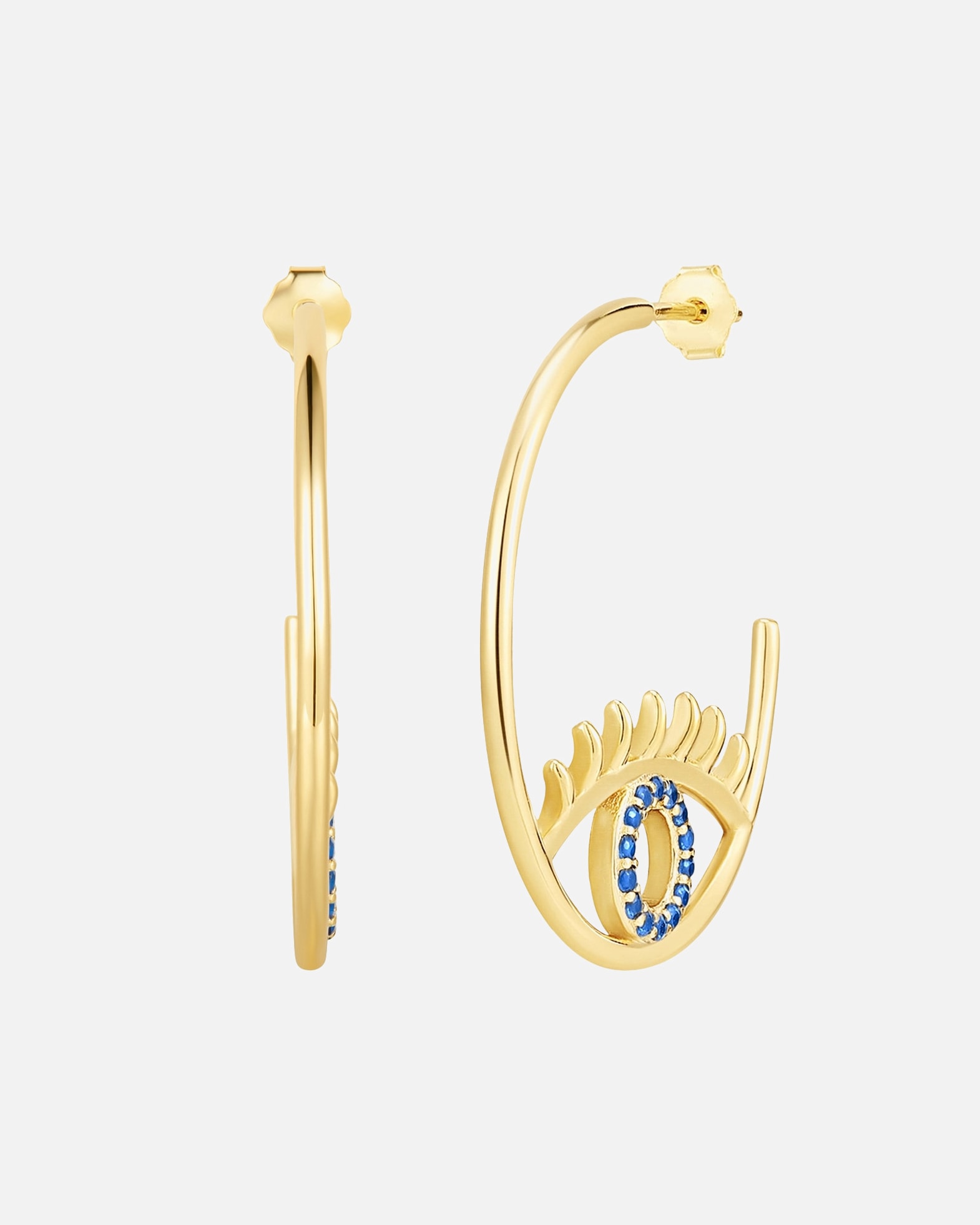 Creolen für Weiblich Glanzstücke München Creolen Allsehendes Auge aus Sterling Silber in Gelbgold mit Zirkonia 1 Stück