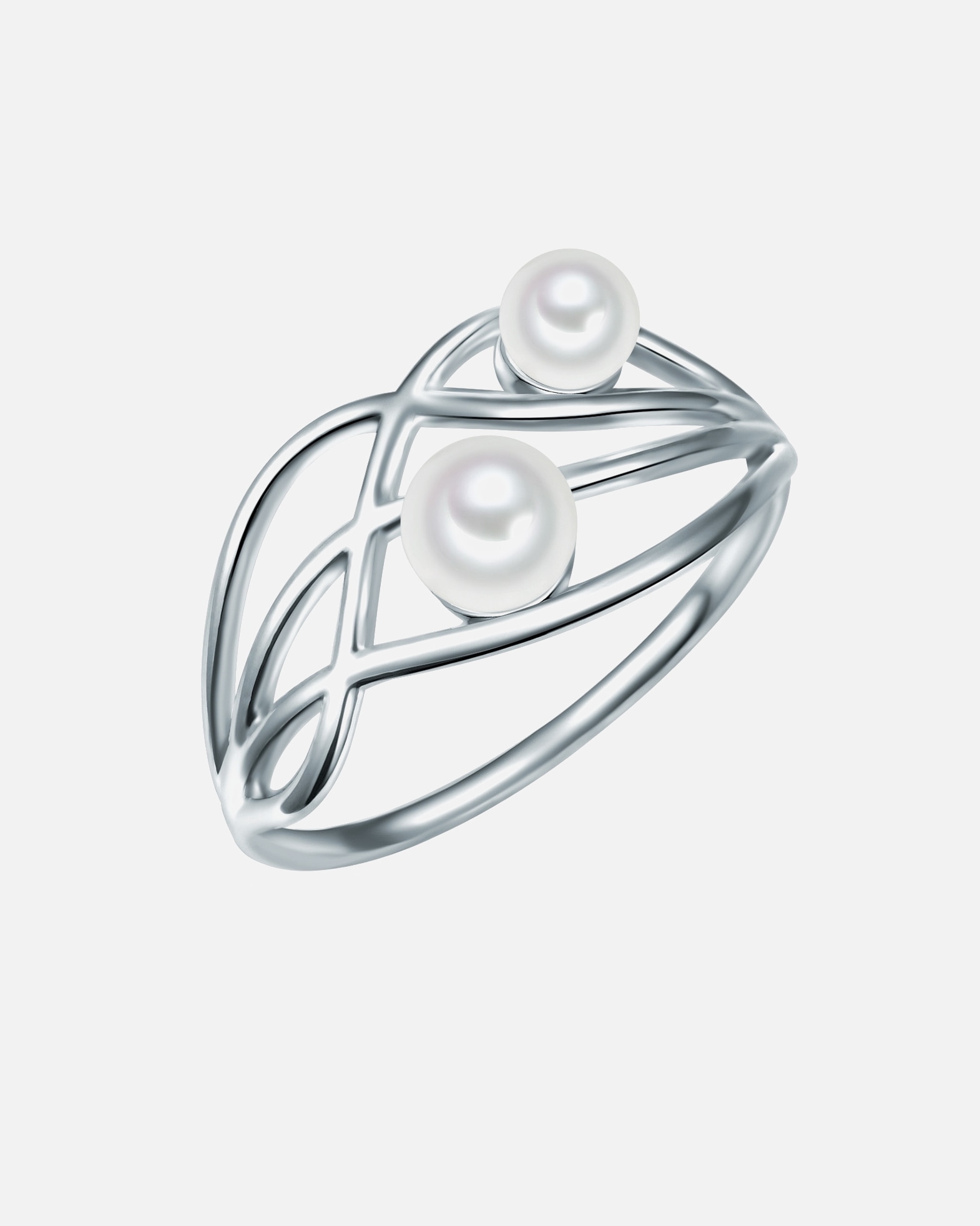 Ring für Weiblich Lulu & Jane Perlen-Ring Messing Muschelkernperle in Silber 52