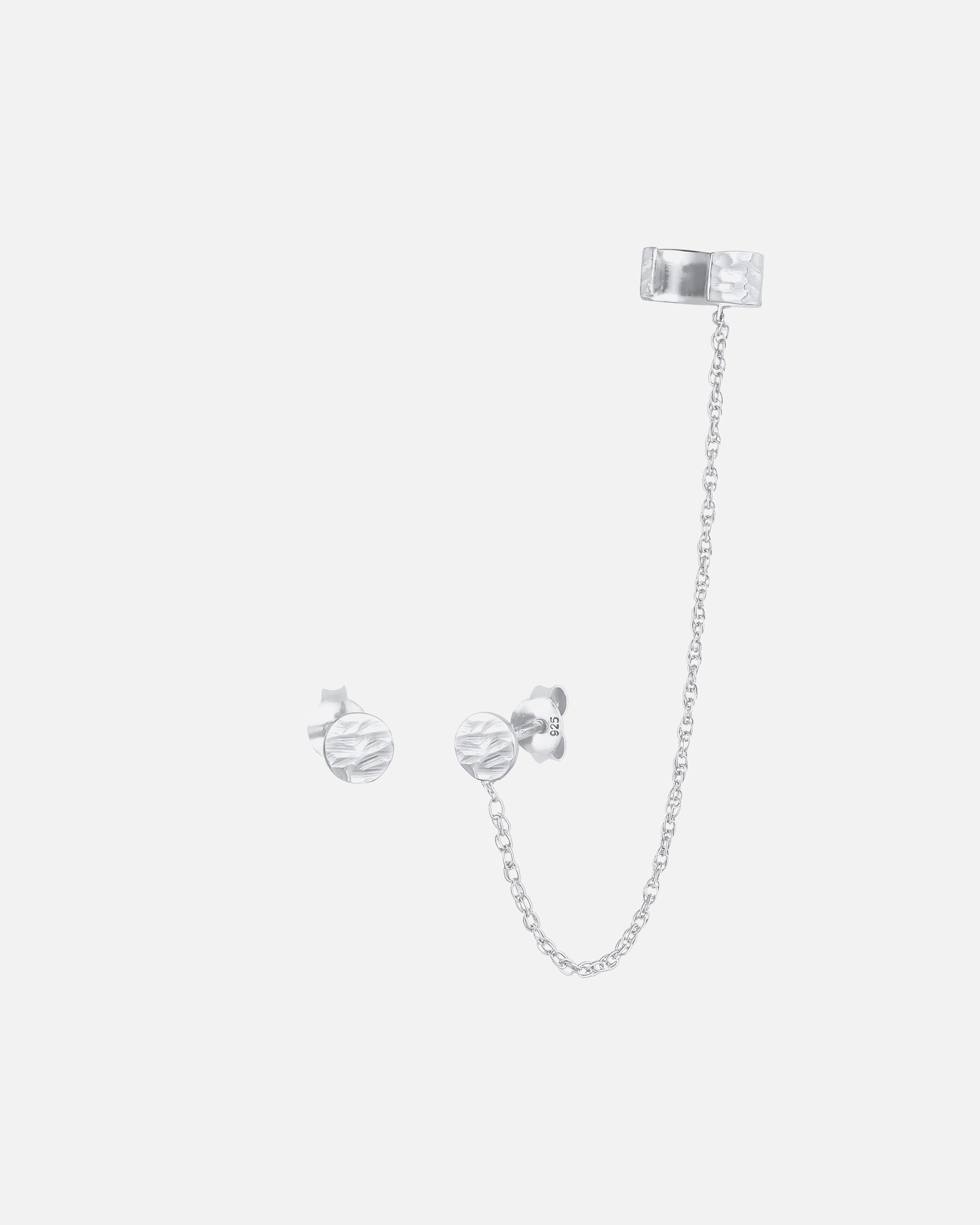 Ohrringe für Weiblich Elli Earcuff Stecker Rund Organic Struktur 925 Silber 1 Stück