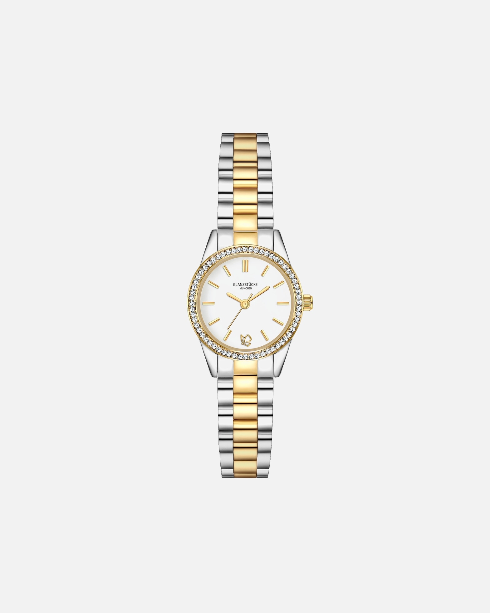 Uhr für Weiblich Glanzstücke München Armband-Uhr aus Edelstahl in silber/gelbgold 25,0 mm