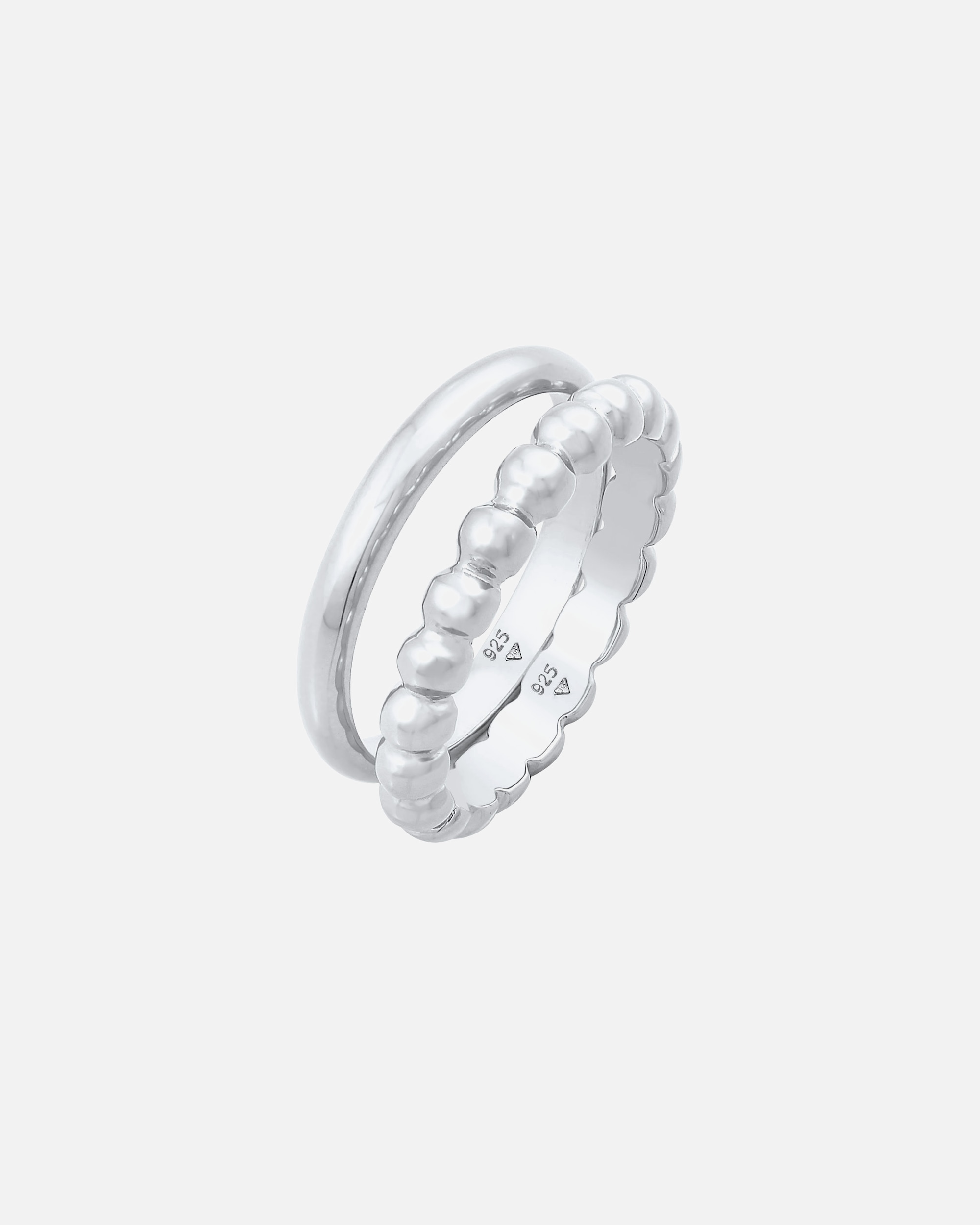 Ring für Weiblich Elli Bandring 2er Set Basic Kugel Design 925 Silber 54