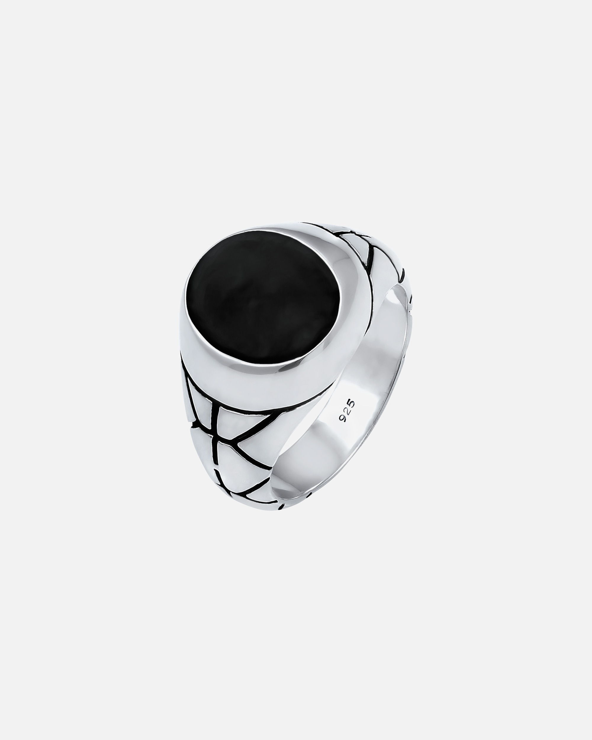 Ring für Männlich KUZZOI Basic Herren Siegelring Oval Emaille 925er Silber 56