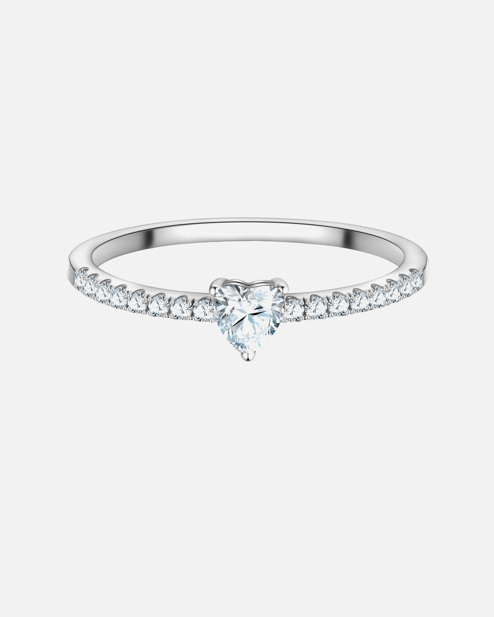Ring für Weiblich Trilani Ring Herz aus Sterling Silber in silber mit Zirkonia 50