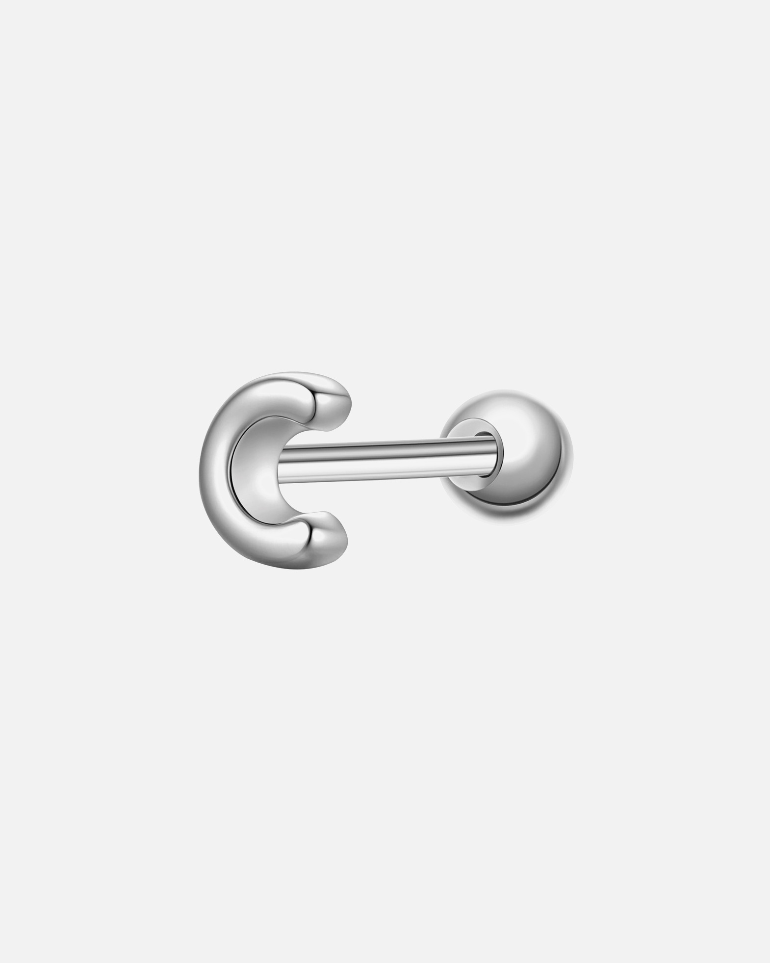 Ohrringe für Weiblich Piercing Buchstabe C aus Sterling Silber in silber 4,3 mm