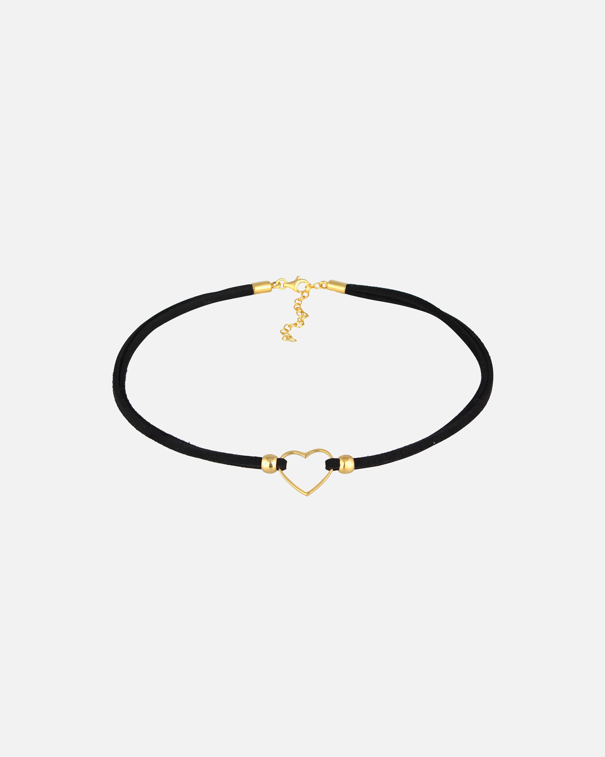 Halskette für Weiblich Elli Choker Herz Velourband Schwarz 925 Silber 1 Stück