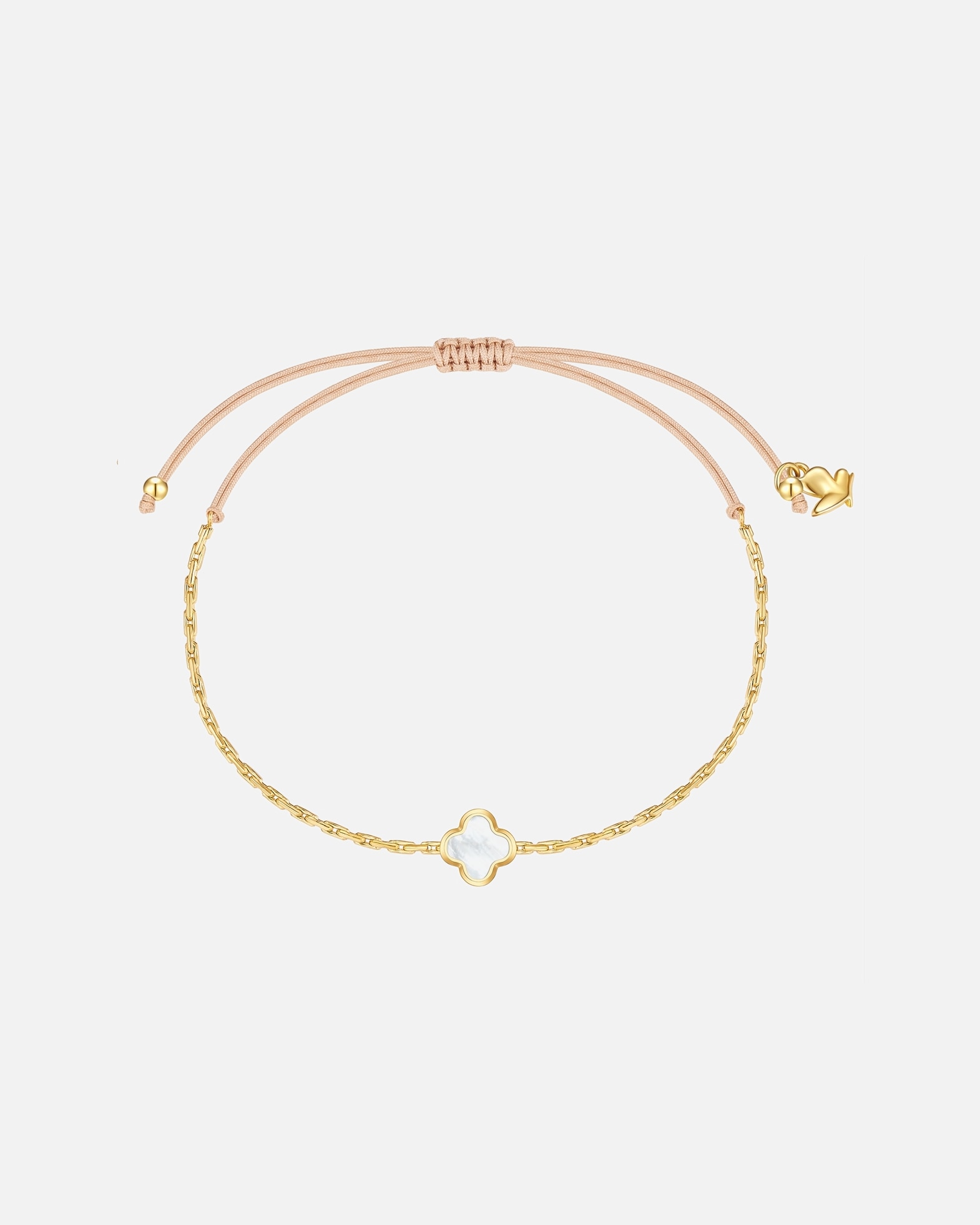 Armband für Weiblich Glanzstücke München Armband Kleeblatt aus Edelstahl in gelbgold mit Perlmutt 15,0 - 22,0 cm, flexibel einstellbar