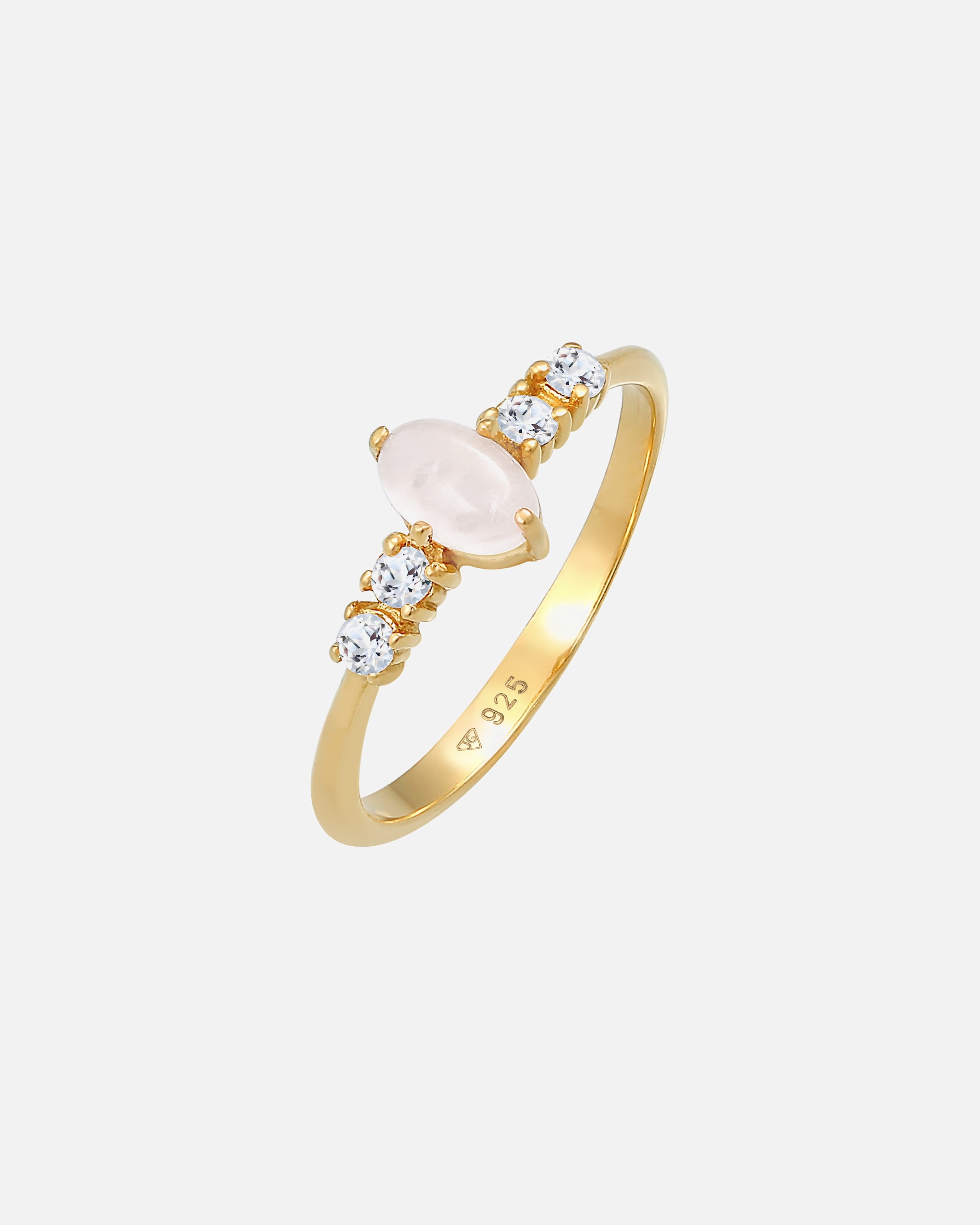 Ring für Weiblich Elli PREMIUM Rosa Quarz Topas Oval Verlobung 925 Silber 54