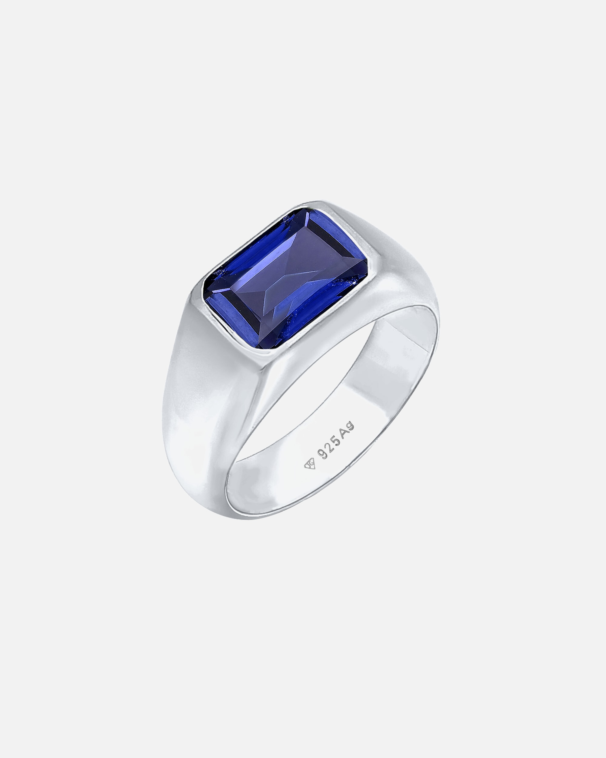 Ring für Weiblich Elli PREMIUM Siegelring Laborgezüchteter Saphir Dunkelblau 925 Sterling Silber 54