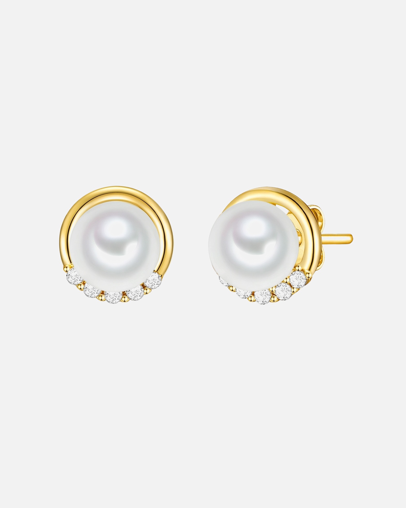 Ohrringe für Weiblich Rafaela Donata Ohrstecker Sterling Silber Zirkonia Perlmutt in Gelbgold 1 Stück