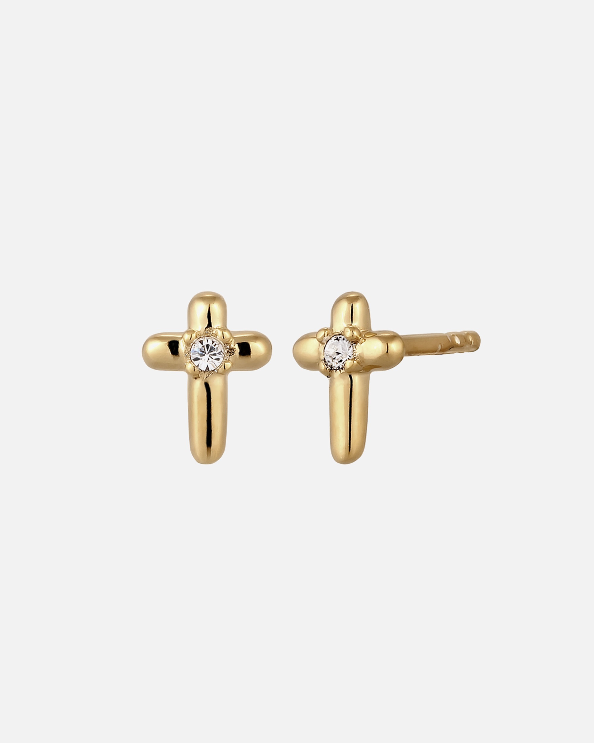 Ohrringe für Weiblich Elli Ohrstecker Kreuz mit Kristallen von Swarovski® Weiß 925 Sterling Silber goldfarben