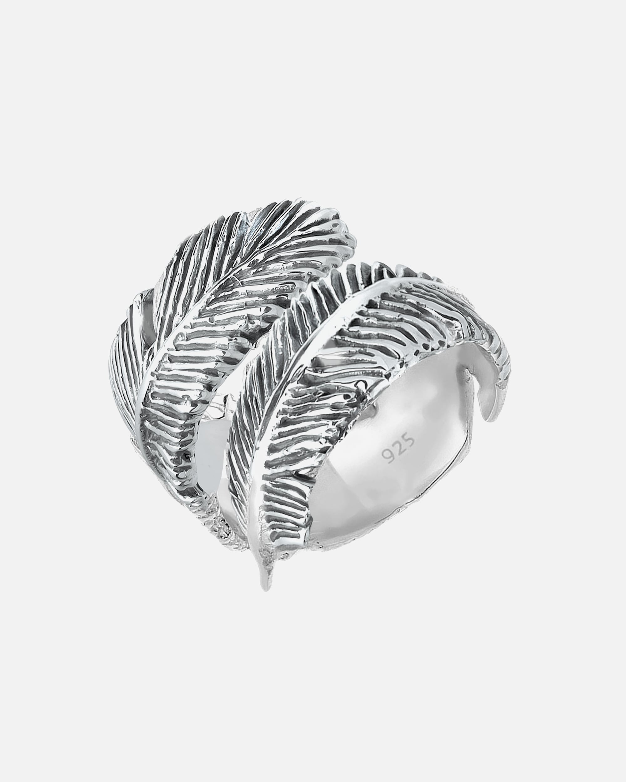 Ring für Weiblich Elli Wickelring Feder Boho 925 Sterling Silber Schwarz