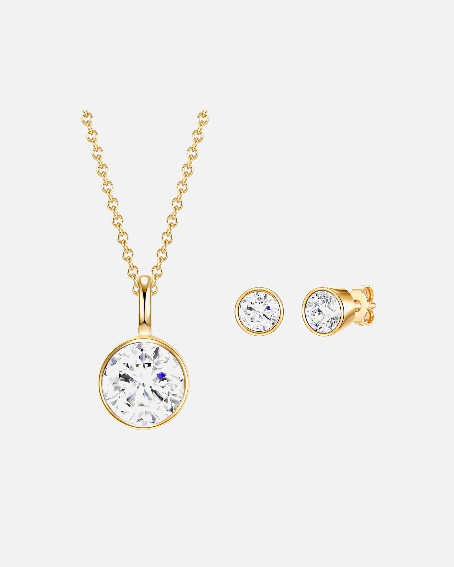 Schmuck für Weiblich Rafaela Donata Set (Kette + Ohrstecker) Gelbvergoldet verziert mit Kristallen von Swarovski® 1 Stück