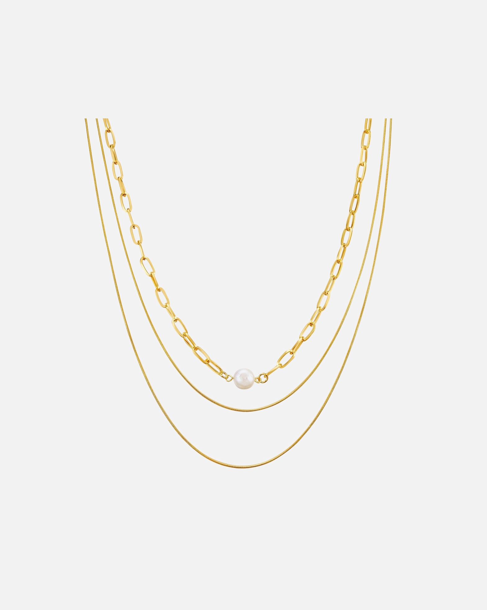 Halskette für Weiblich Lulu & Jane Perlen-Kette Metall-Legierung Muschelkernperle in Gelbgold 1 Stück
