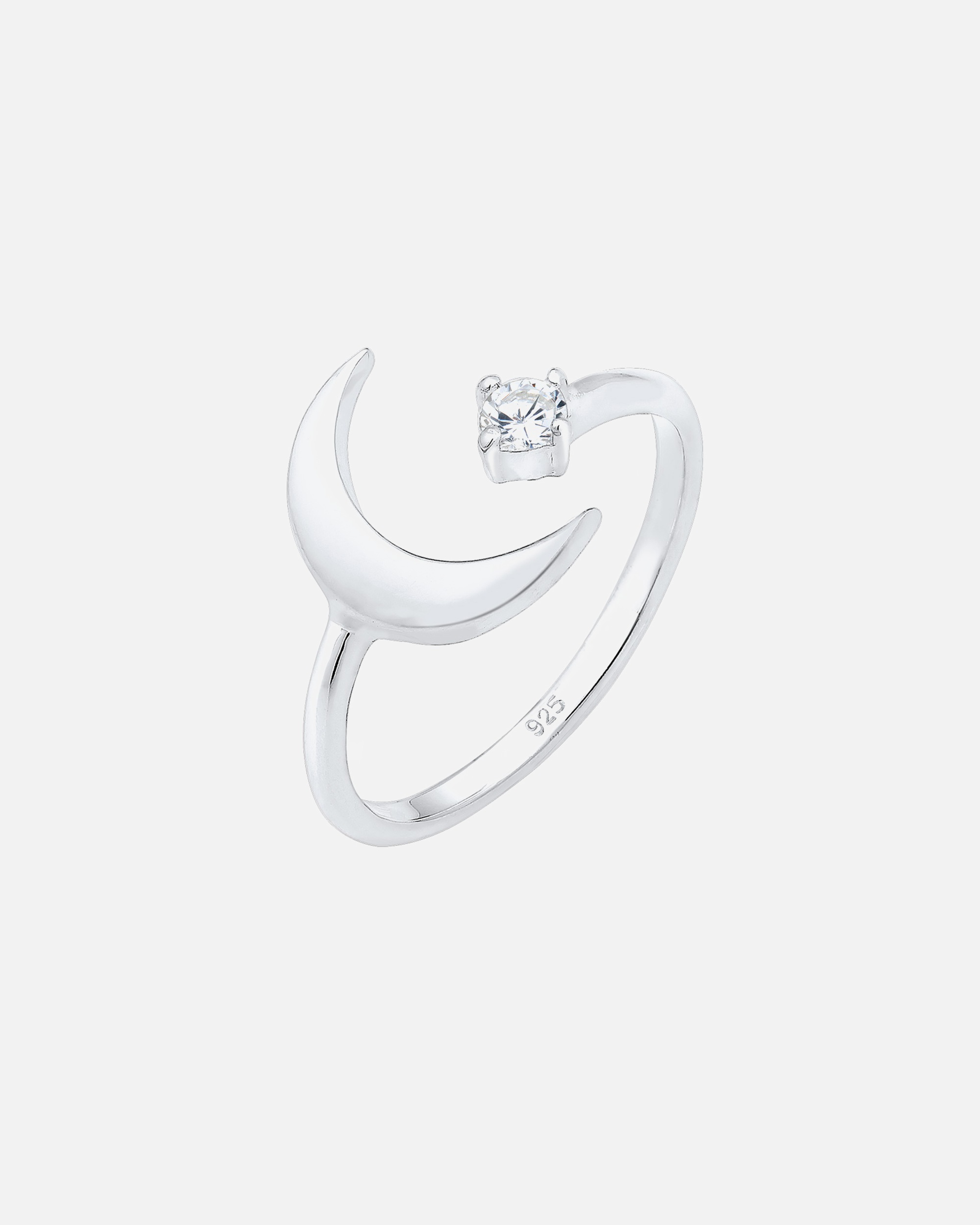 Ring für Weiblich Elli Halbmond Astro Offen Zirkonia 925 Sterling Silber Silber