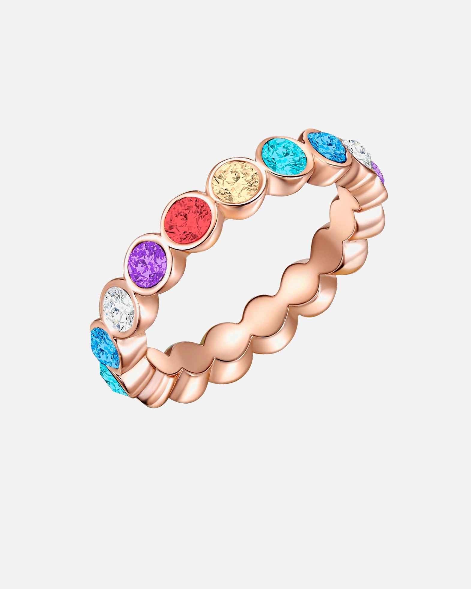 Ring für Weiblich Lulu & Jane Ring Metall-Legierung verziert mit Kristallen von Swarovski® in Roségold 54