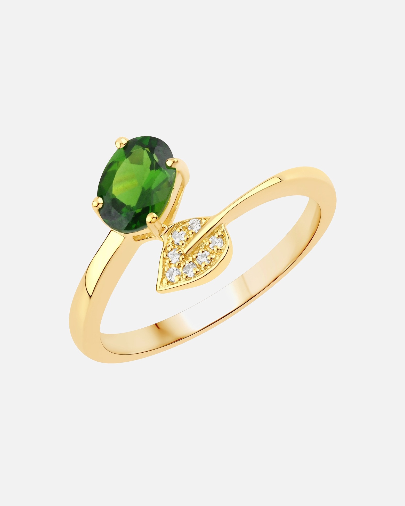 Ring für Weiblich Rafaela Donata Ring Sterling Silber Chromdiopsid in Gelbgold 52