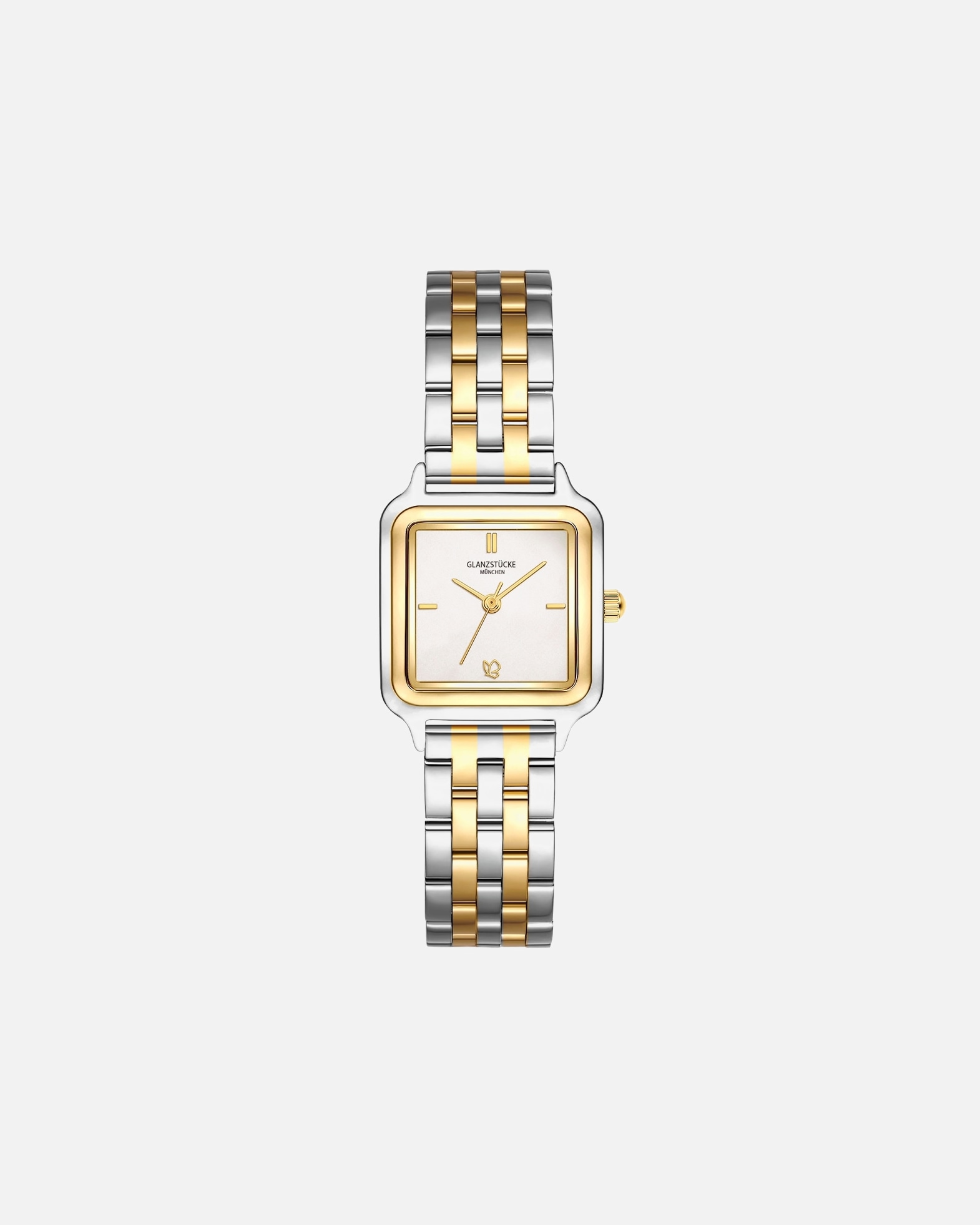 Uhr für Weiblich Glanzstücke München Armband-Uhr aus Edelstahl in silber/gelbgold 25,0x32,0 mm