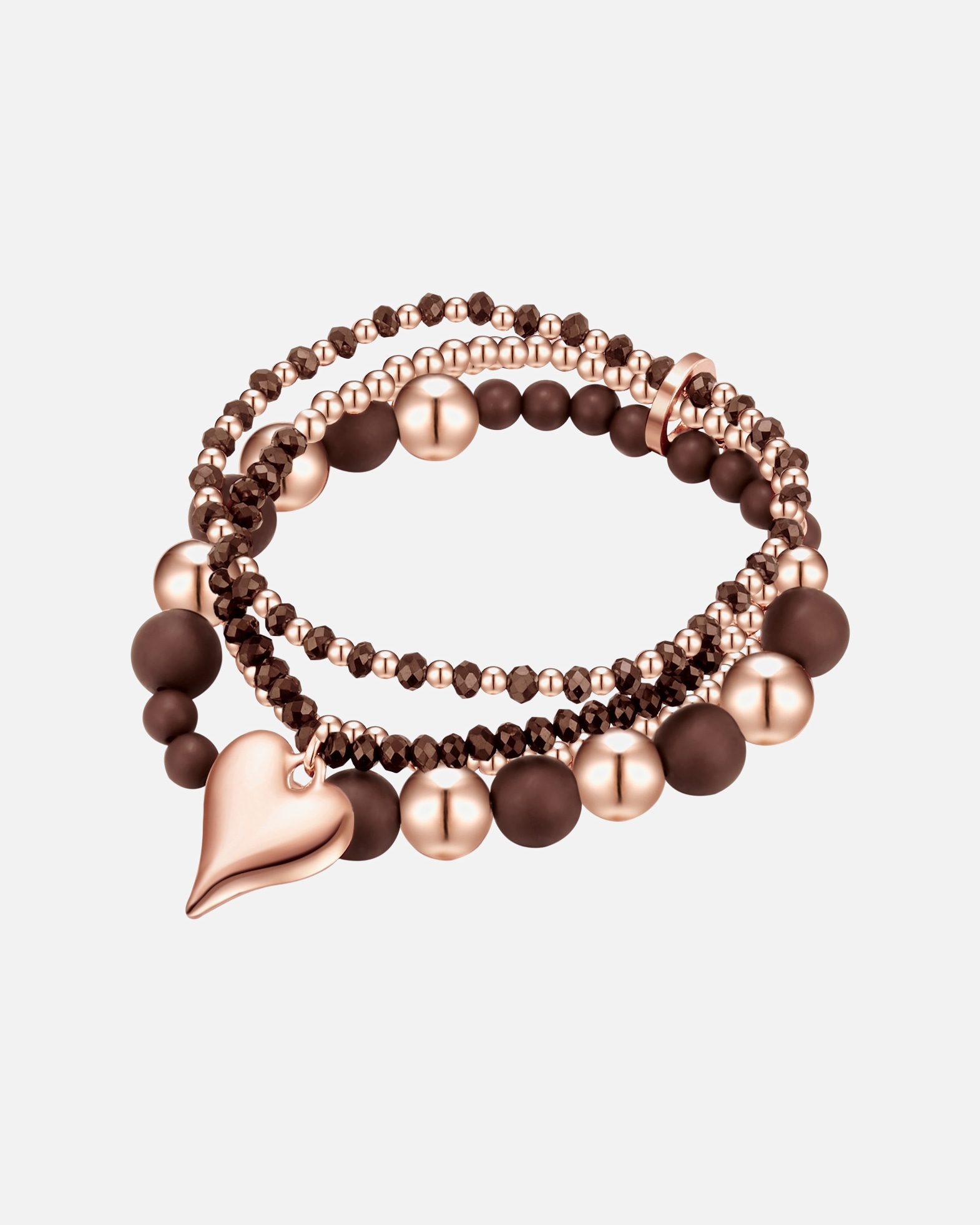 Armband für Weiblich Lulu & Jane Ohrstecker Herz Metall-Legierung Glas in Roségold 1 Stück