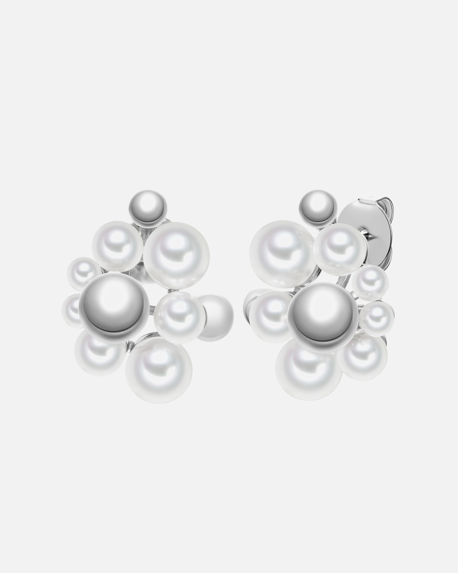 Ohrringe für Weiblich Lulu & Jane Perlen-Ohrstecker aus Metall-Legierung in silber mit Perle (synth.) 24,5 mm