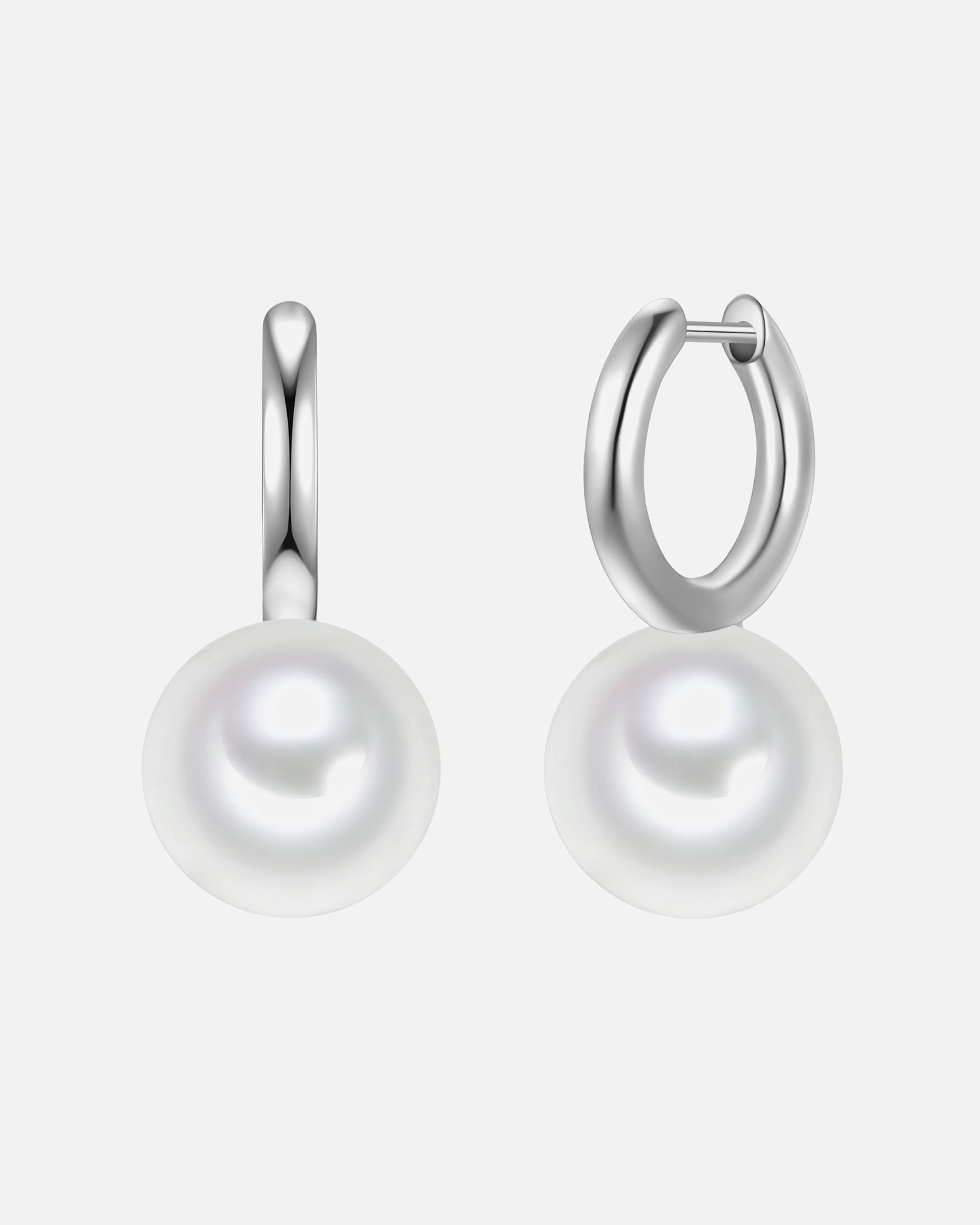 Ohrringe für Weiblich Yokoamii Creolen aus Messing in silber mit Perle (synth.) 33,5 mm