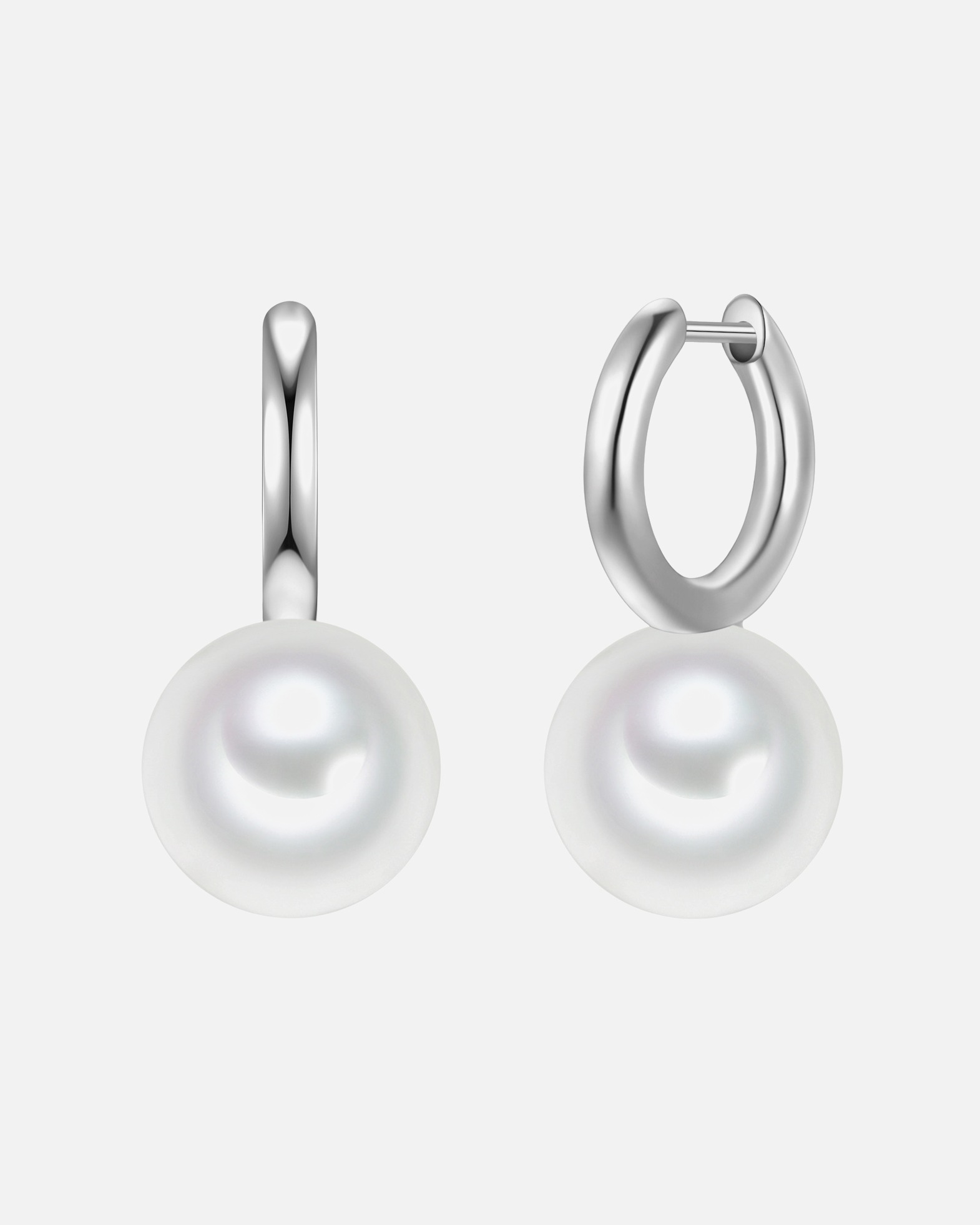 Creolen für Weiblich Creolen aus Messing in silber mit Perle (synth.) 33,5 mm