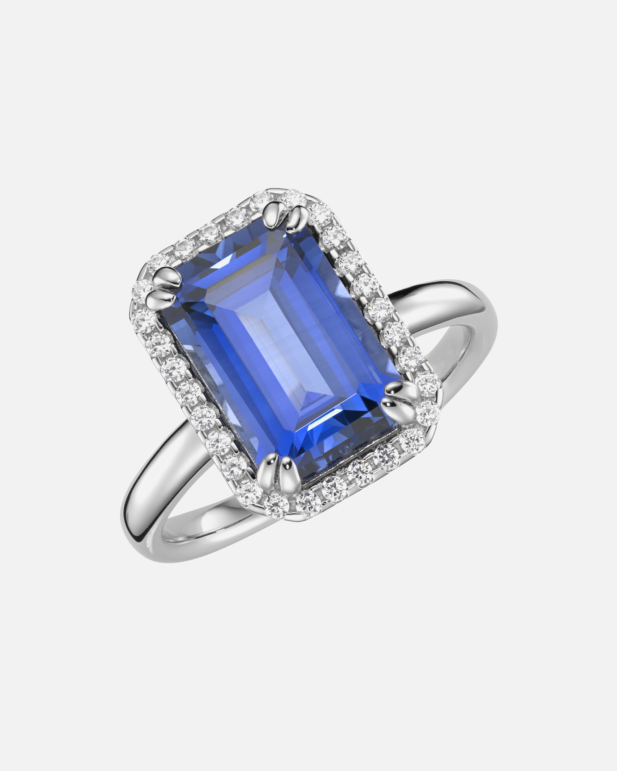 Ring für Unisex Ring in blau, fuchsia oder lila, Zirkonia weiß, Silber 925 58