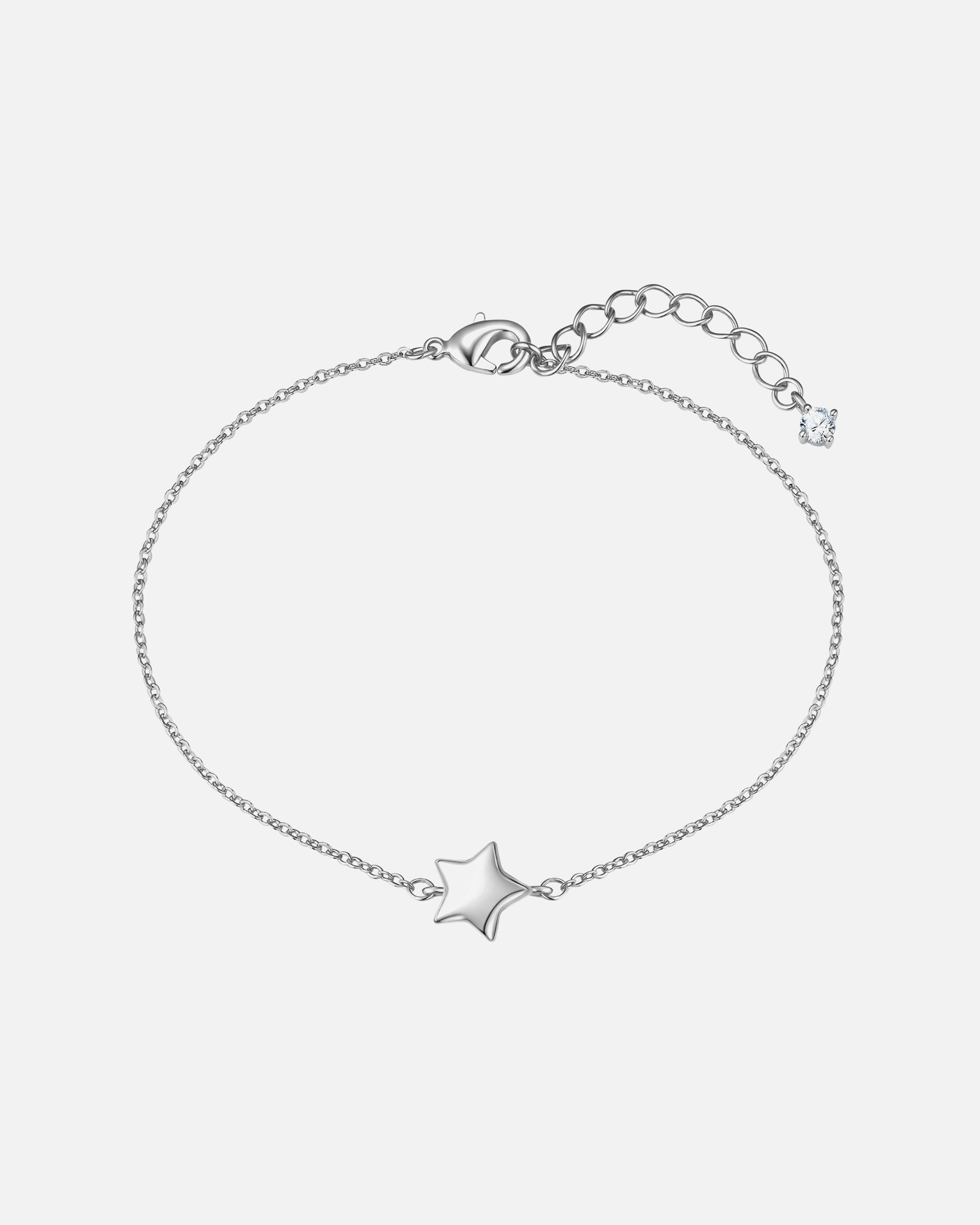 Armband für Weiblich Lulu & Jane Armband Stern aus Messing in silber mit Zirkonia 17,0 cm Basislänge + 3,0 cm Verlängerung