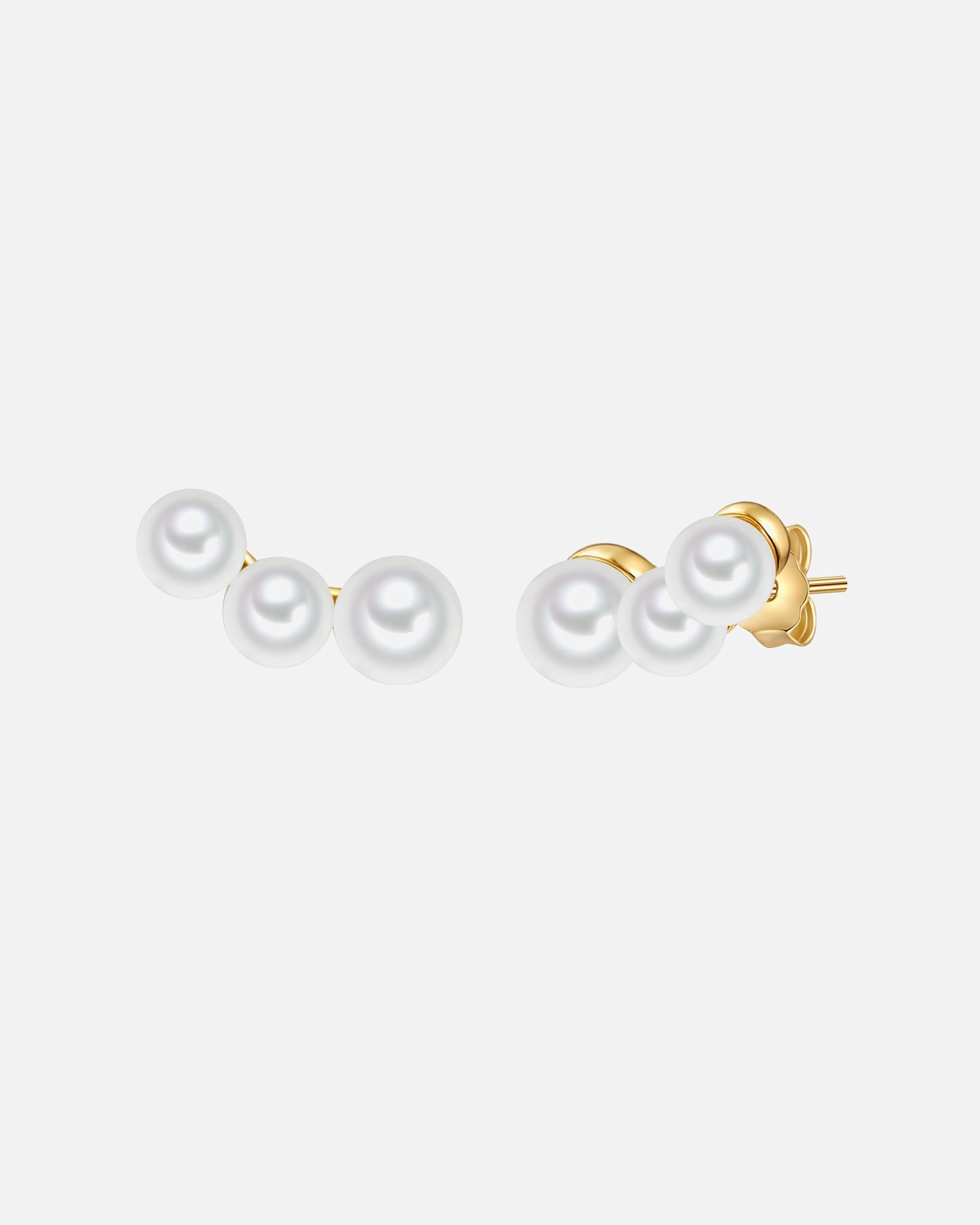 Ohrringe für Weiblich Valero Pearls Perlen-Ohrstecker aus Sterling Silber in gelbgold mit Süßwasser-Zuchtperle 1 Stück