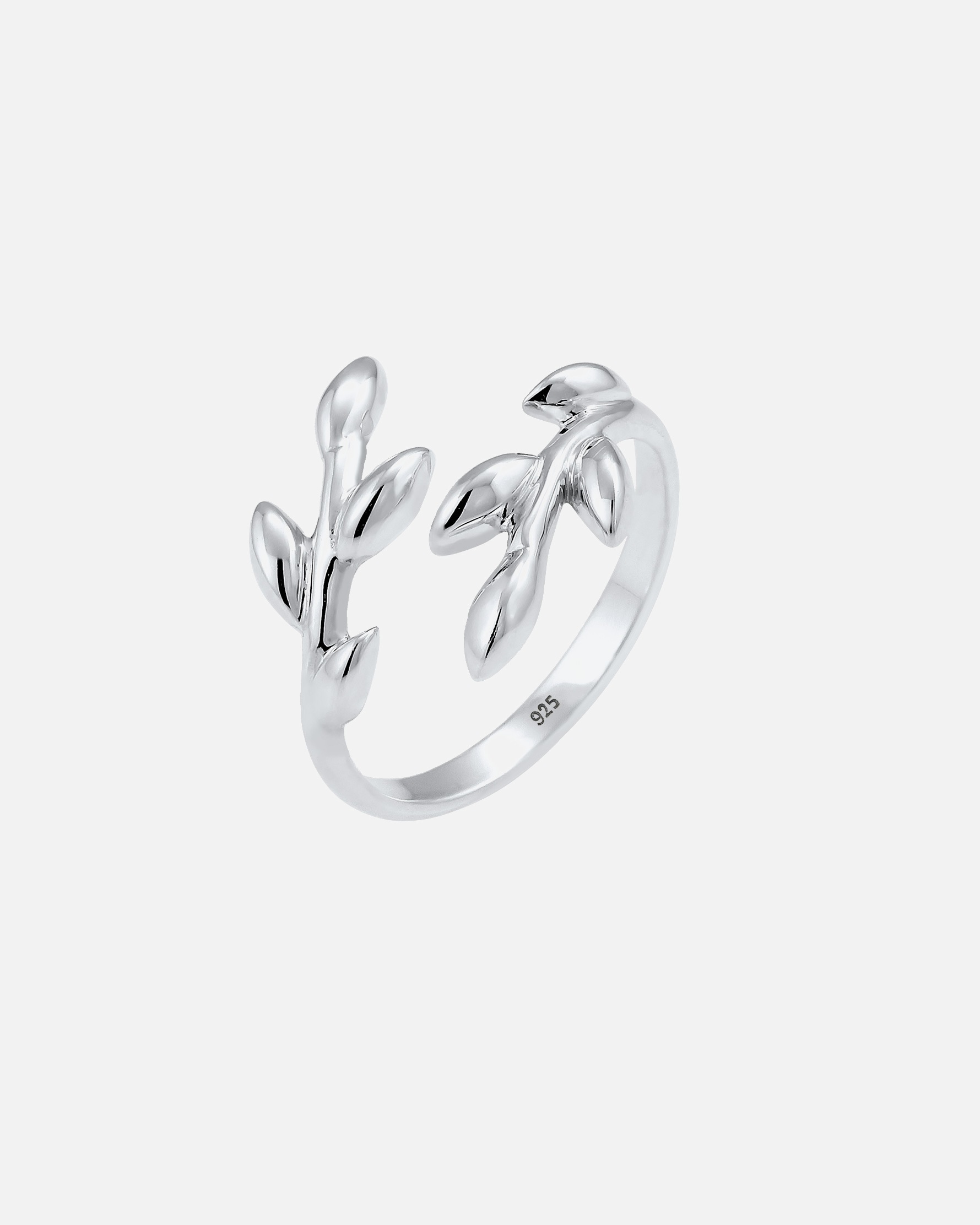 Ring für Weiblich Elli Olivenblatt Zweig Natur 925 Silber 54