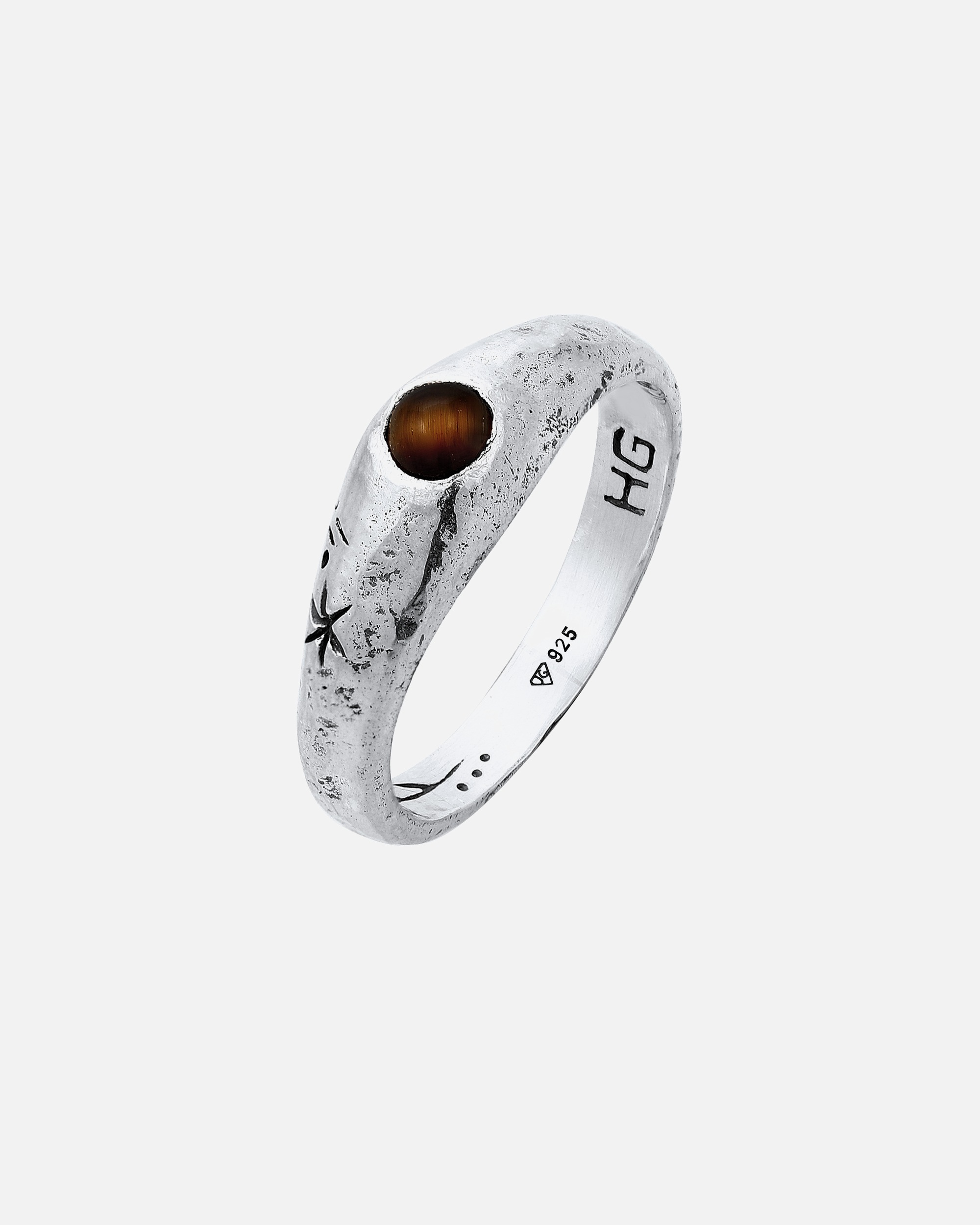 Ring für Männlich Haze & Glory Default Brand Line Siegelring Cast Away - Tigerauge 925 Silber 64