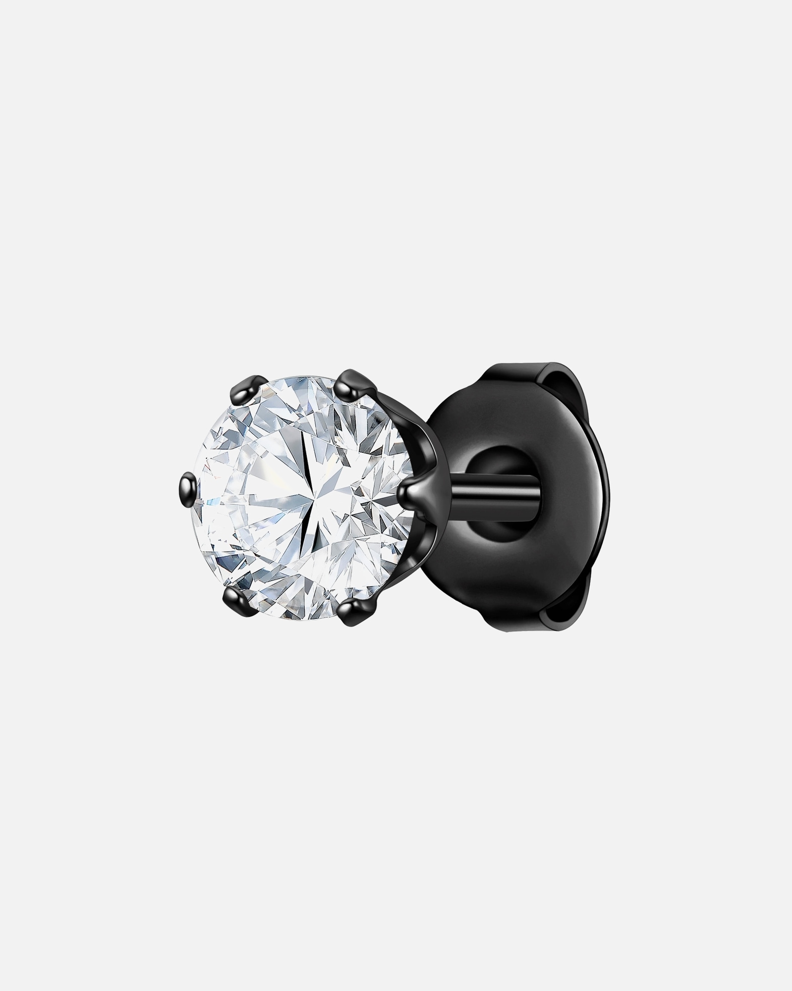 Ohrringe für Männlich True Rebels Ohrstecker aus Edelstahl in Schwarz mit Zirkonia 6,3 mm