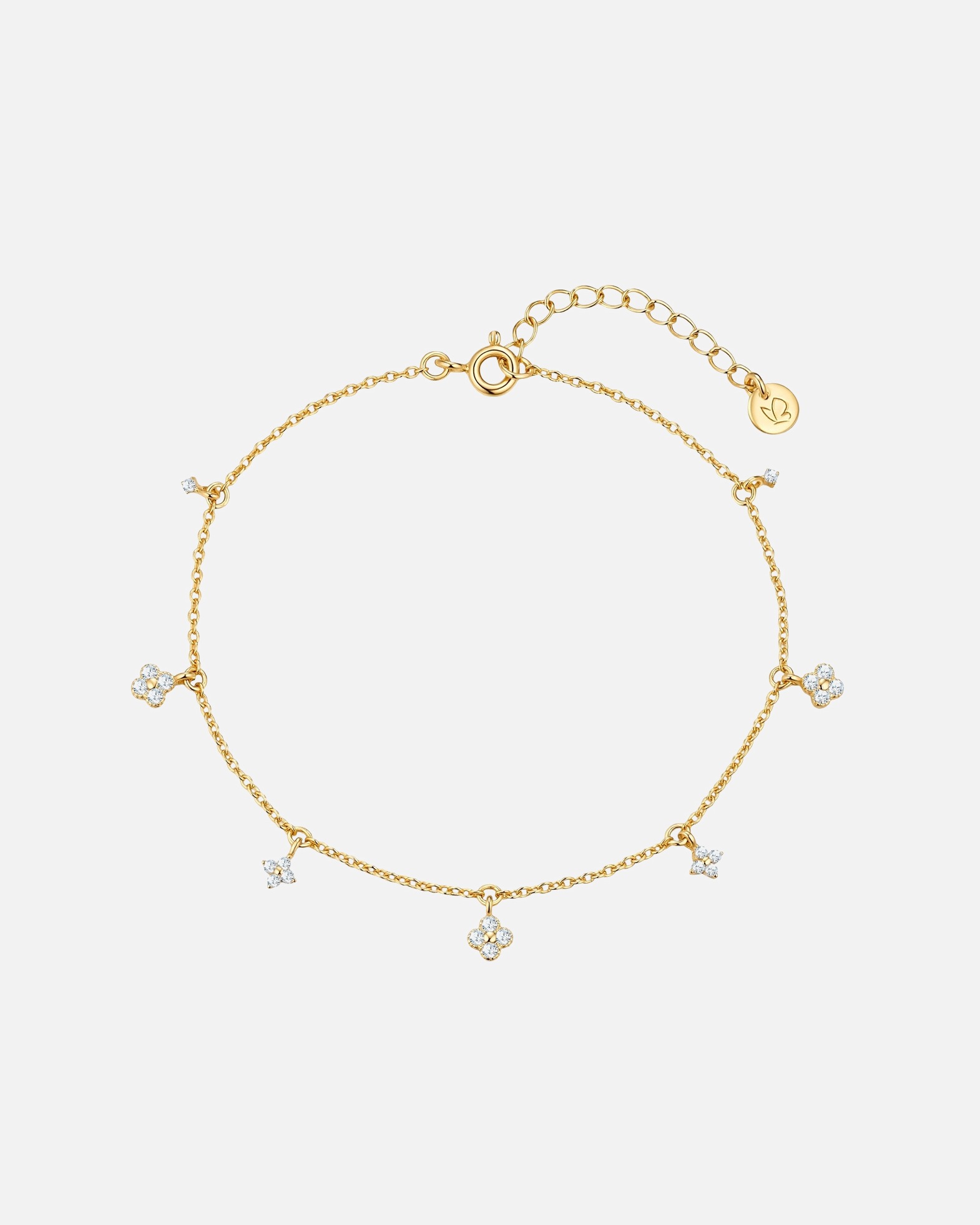 Armband für Weiblich Armband aus Sterling Silber in gelbgold mit Zirkonia 17,0 cm Basislänge + 3,0 cm Verlängerung