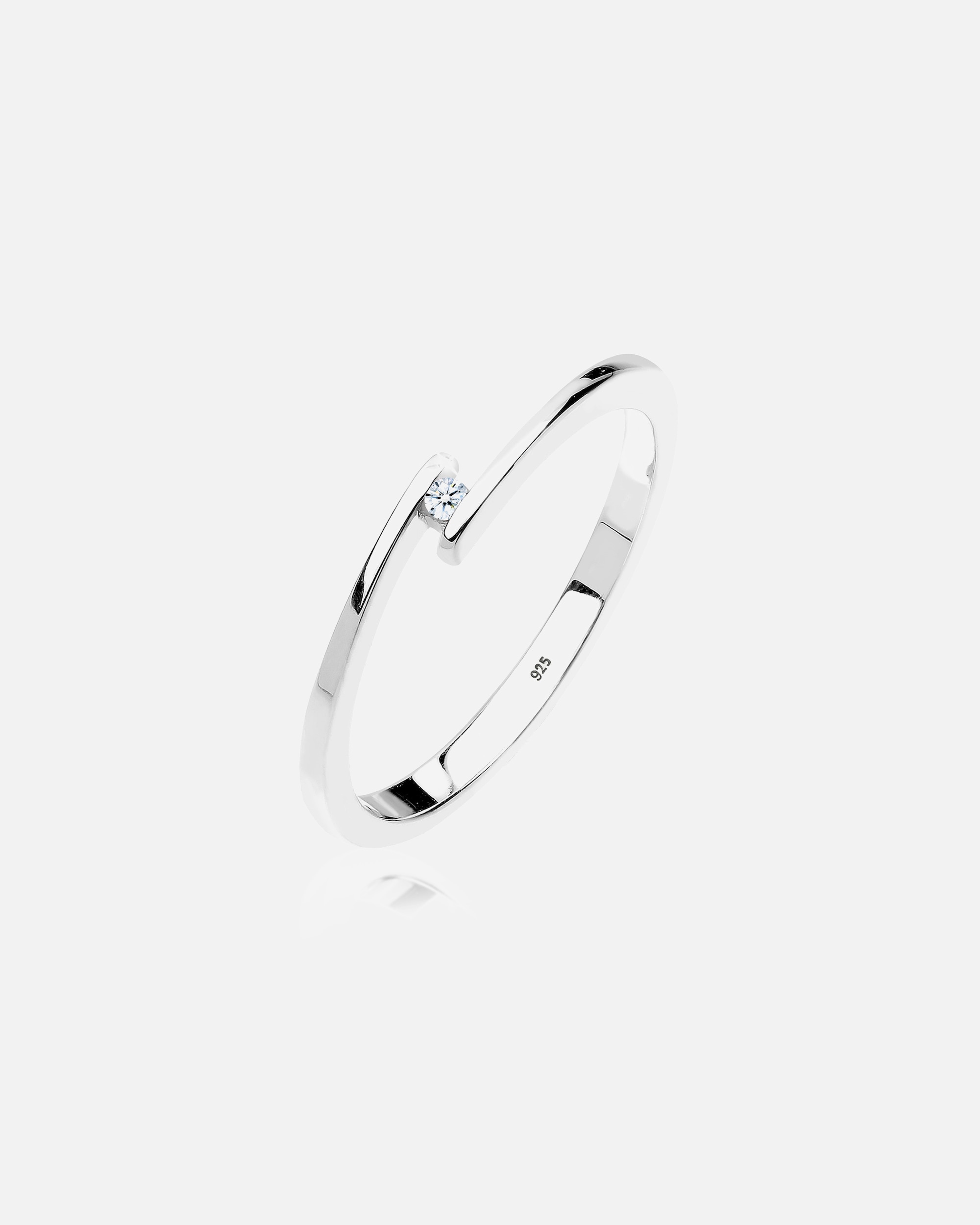 Ring für Weiblich Verlobungsring Solitär Diamant 0.015 ct.925 Silber 58