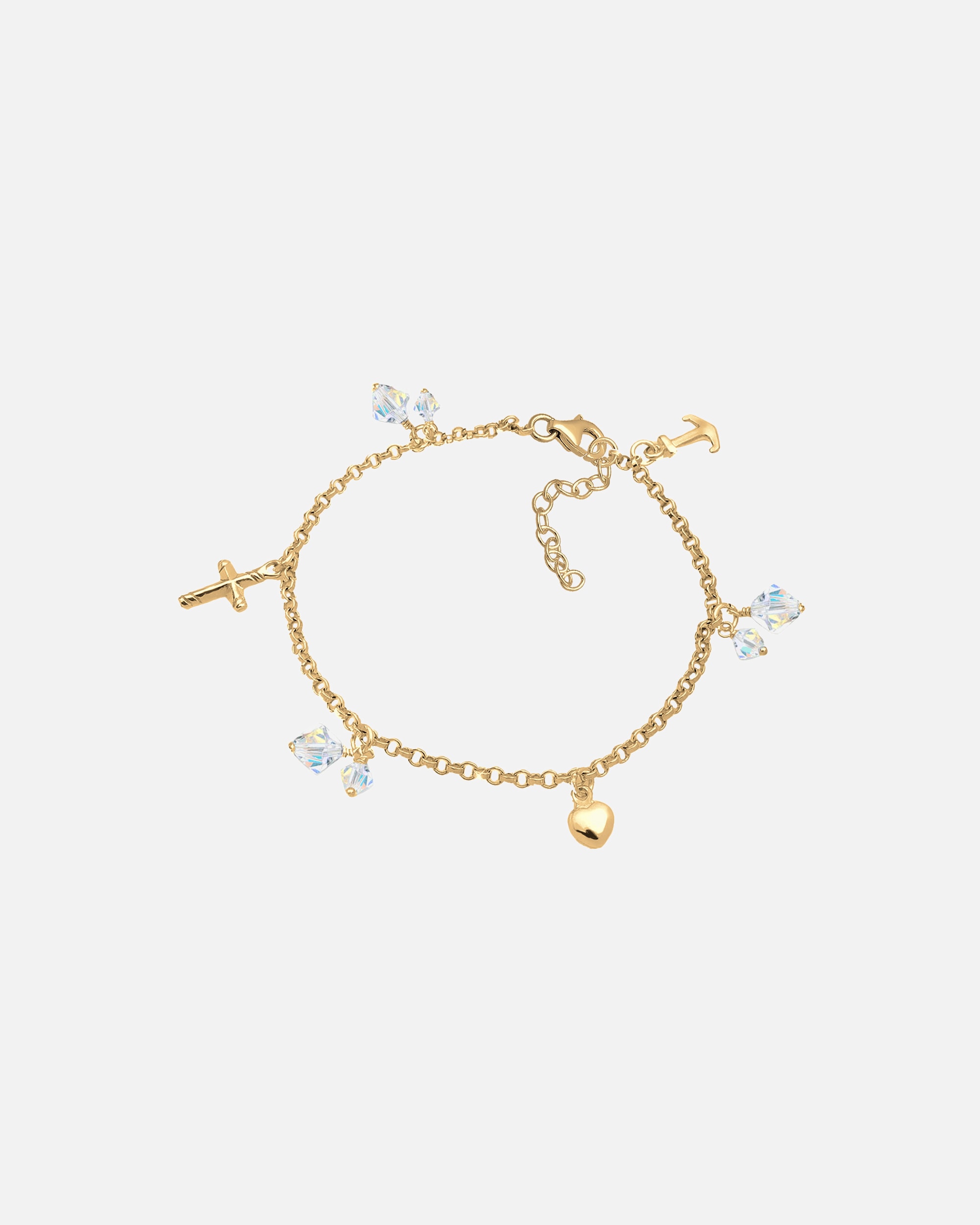 Armband für Weiblich Elli Kreuz Herz Anker 925 Silber vergoldet, mit Kristallen von Swarovski® 1 Stück