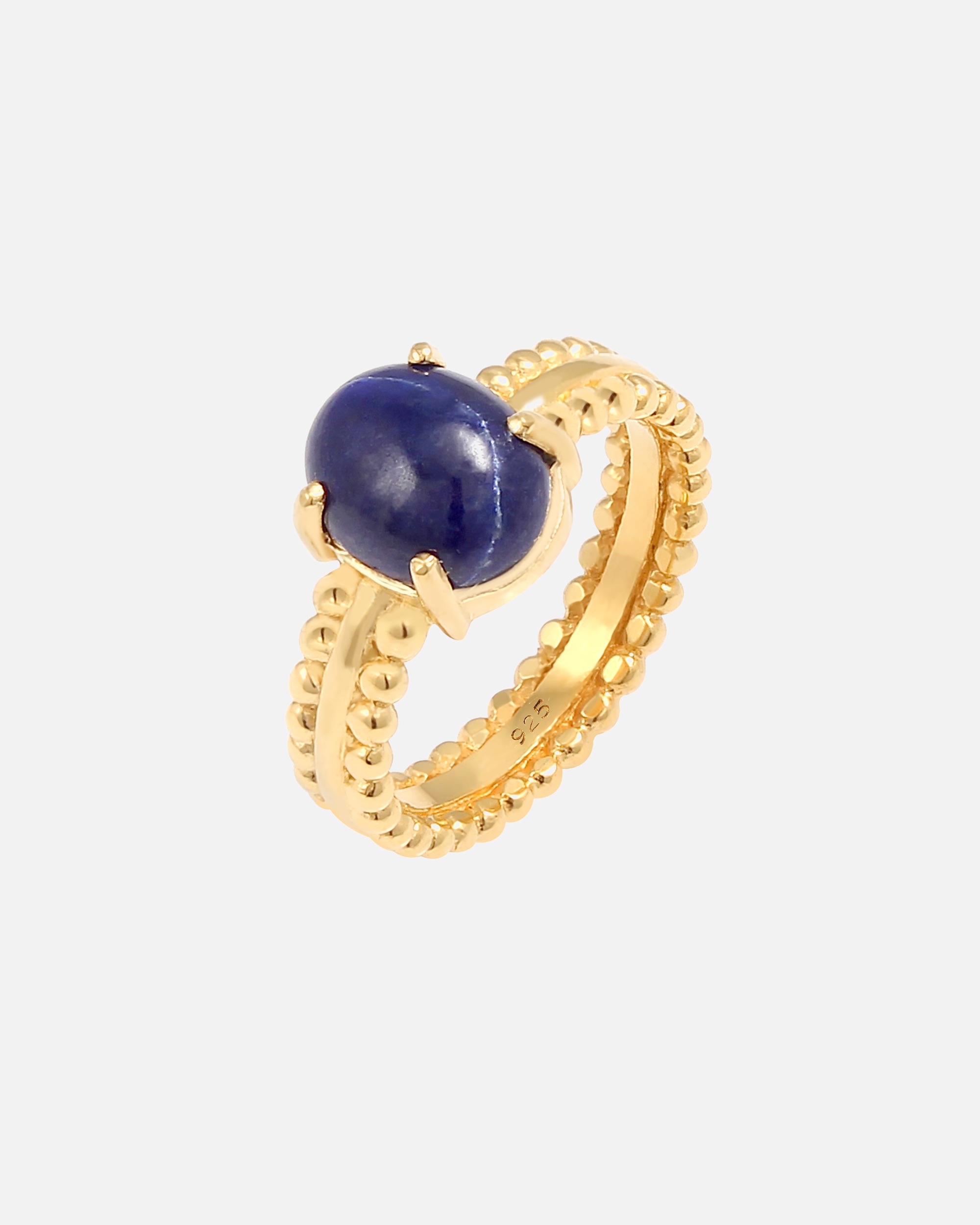 Ring für Weiblich Elli PREMIUM Labis Lazuli Edelstein Oval 925 Silber vergoldet 52