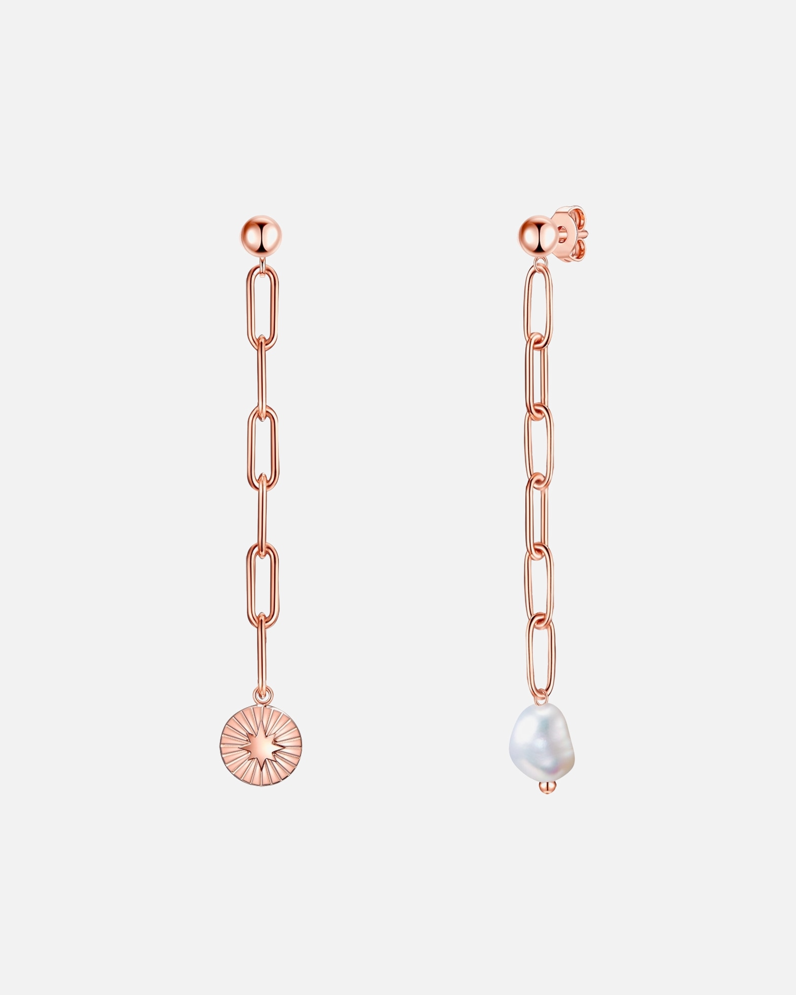 Ohrringe für Weiblich Valero Pearls Ohrhänger Edelstahl Süßwasser-Zuchtperle in Roségold 1 Stück