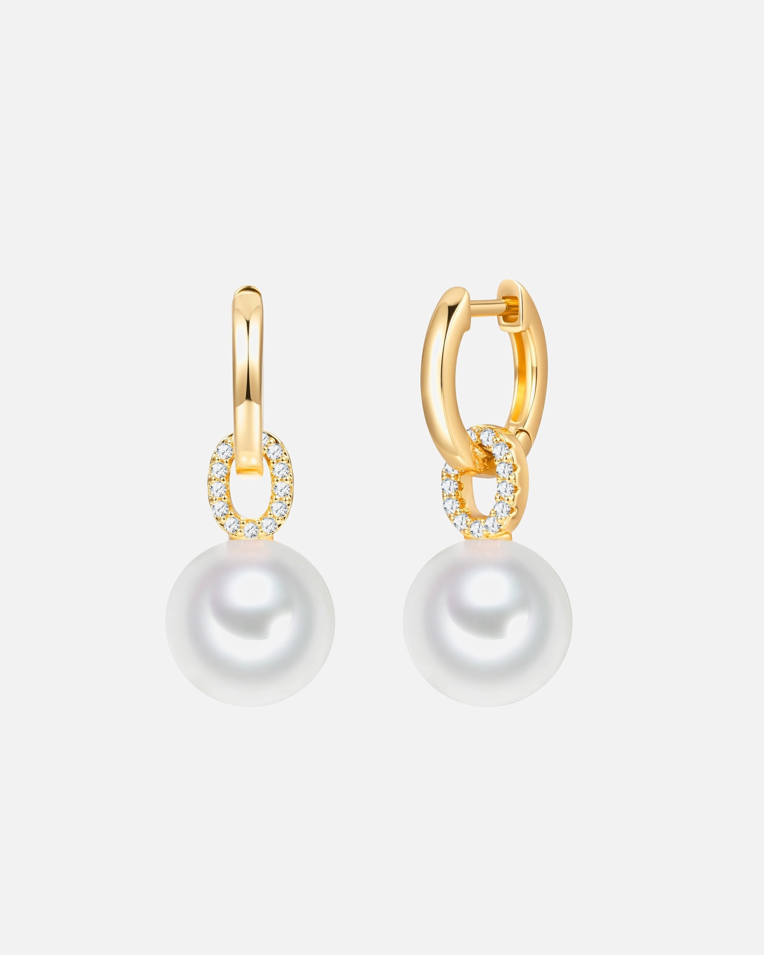 Ohrringe für Weiblich Lulu & Jane Perlen-Ohrhänger aus Messing in gelbgold mit Zirkonia Glasperle 24,1 mm