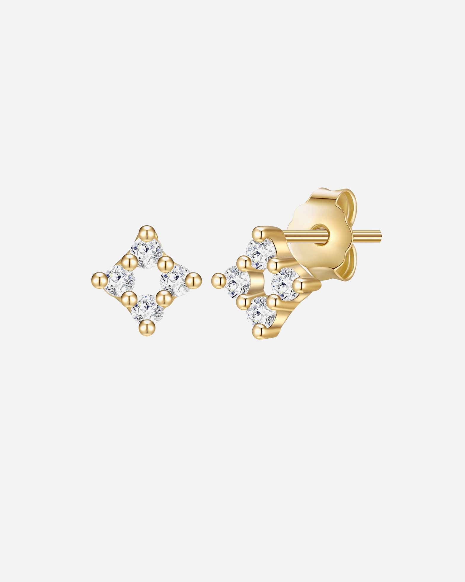 Ohrringe für Weiblich Glanzstücke München Ohrstecker Ouadrat aus Sterling Silber in gelbgold mit Zirkonia 1 Stück