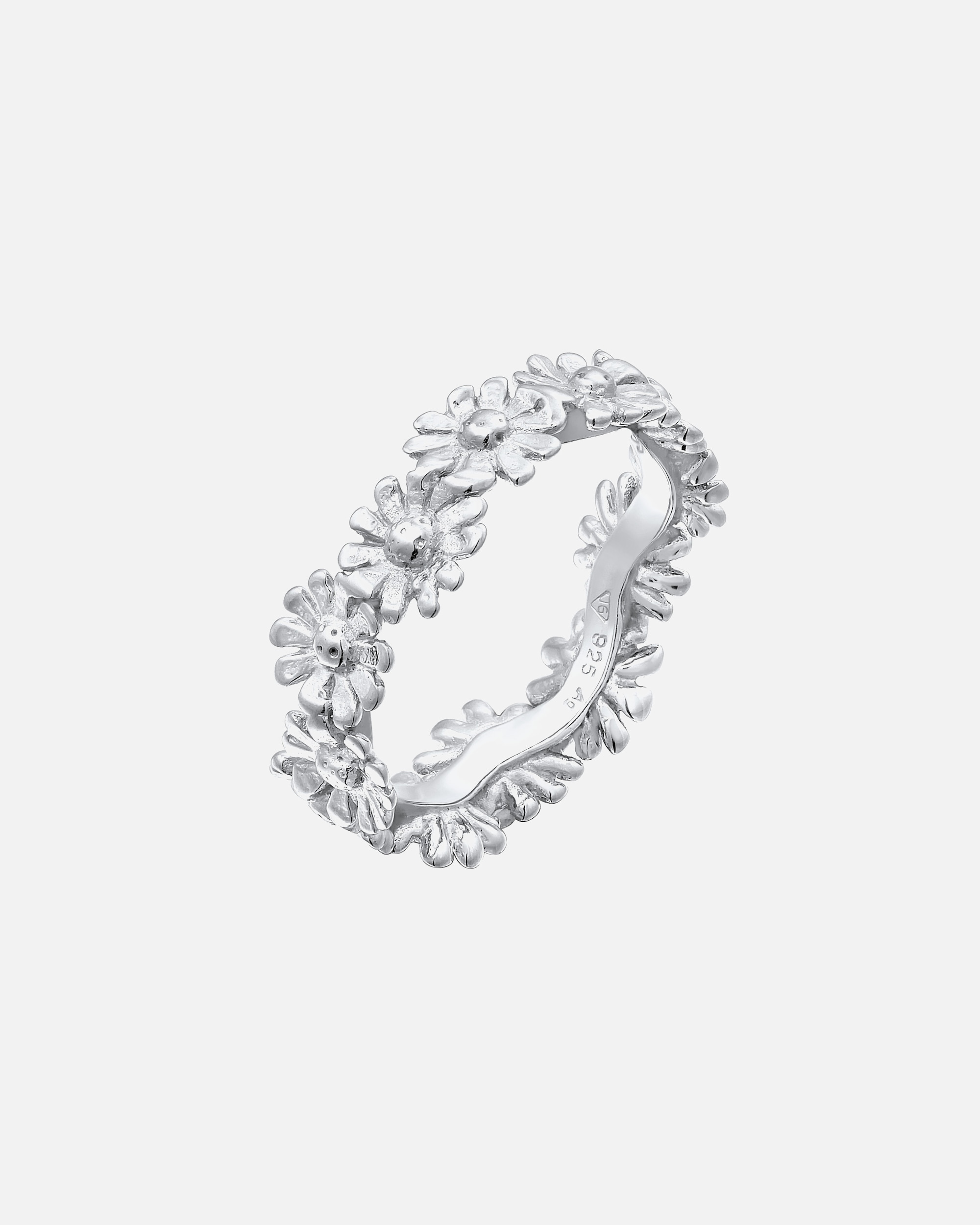 Ring für Weiblich Bandring Blüte Blume Flower Hippie 925 Silber 56