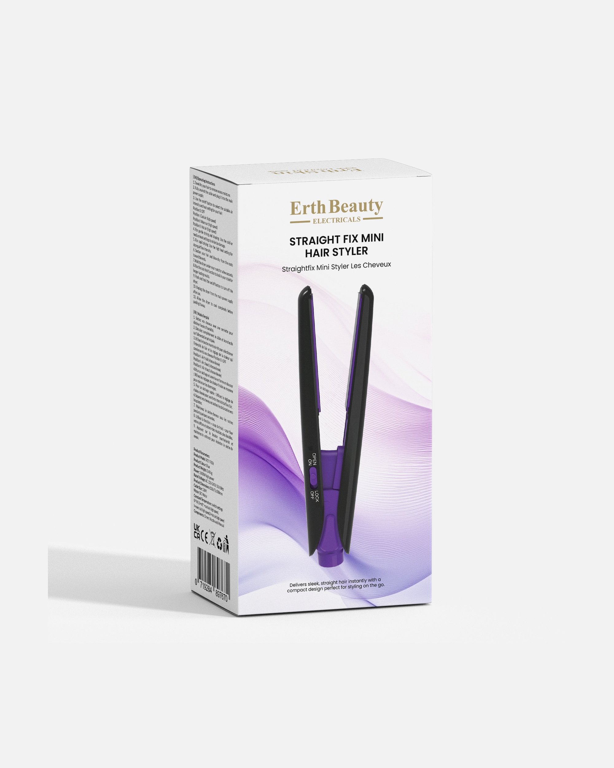 Glätteisen für Unisex ErthSkin London Straight Fix Mini Haarstyler Schwarz 1 Stück