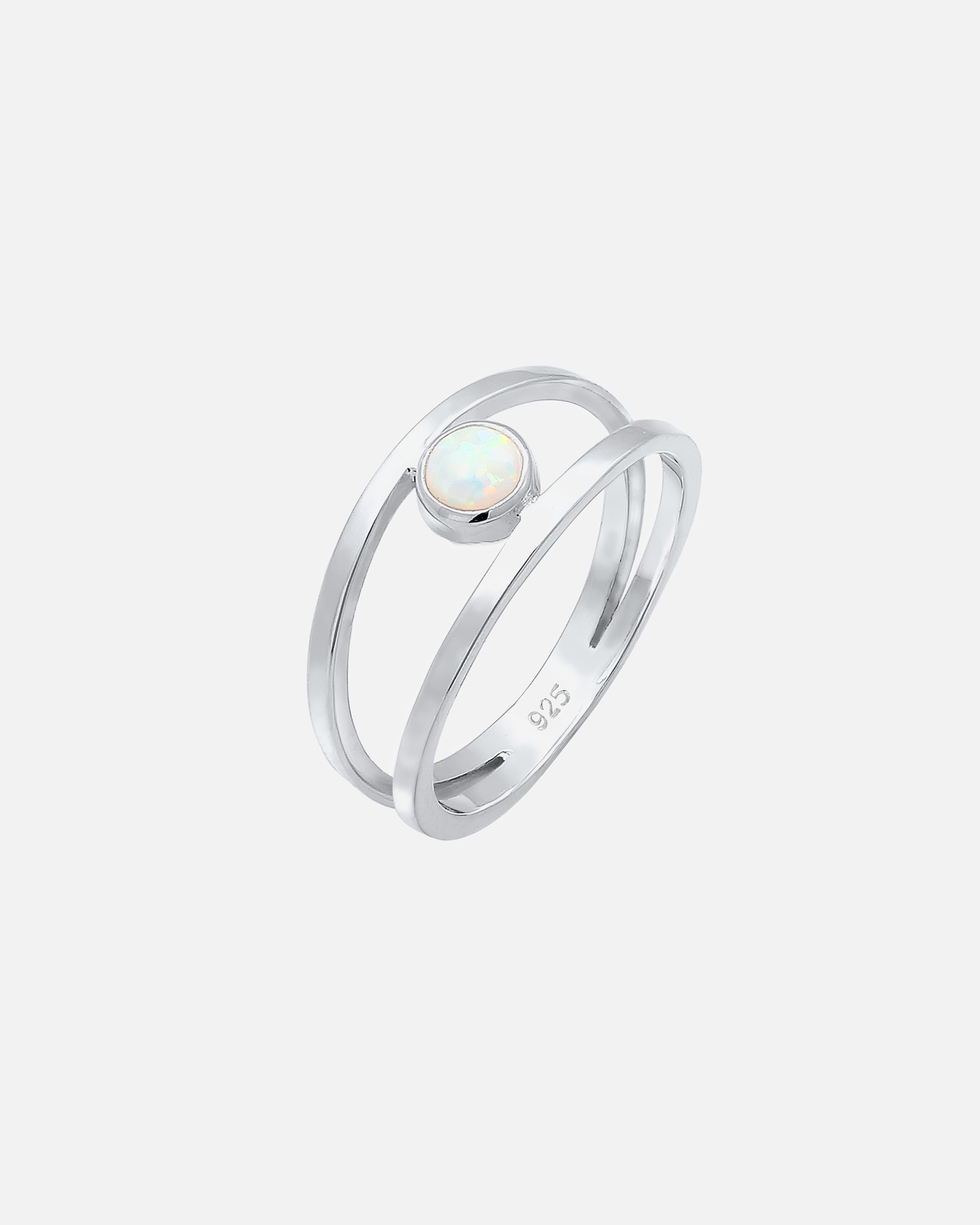 Ring für Weiblich Elli Bandring Zweireihig Synthetischer Opal 925 Silber 56