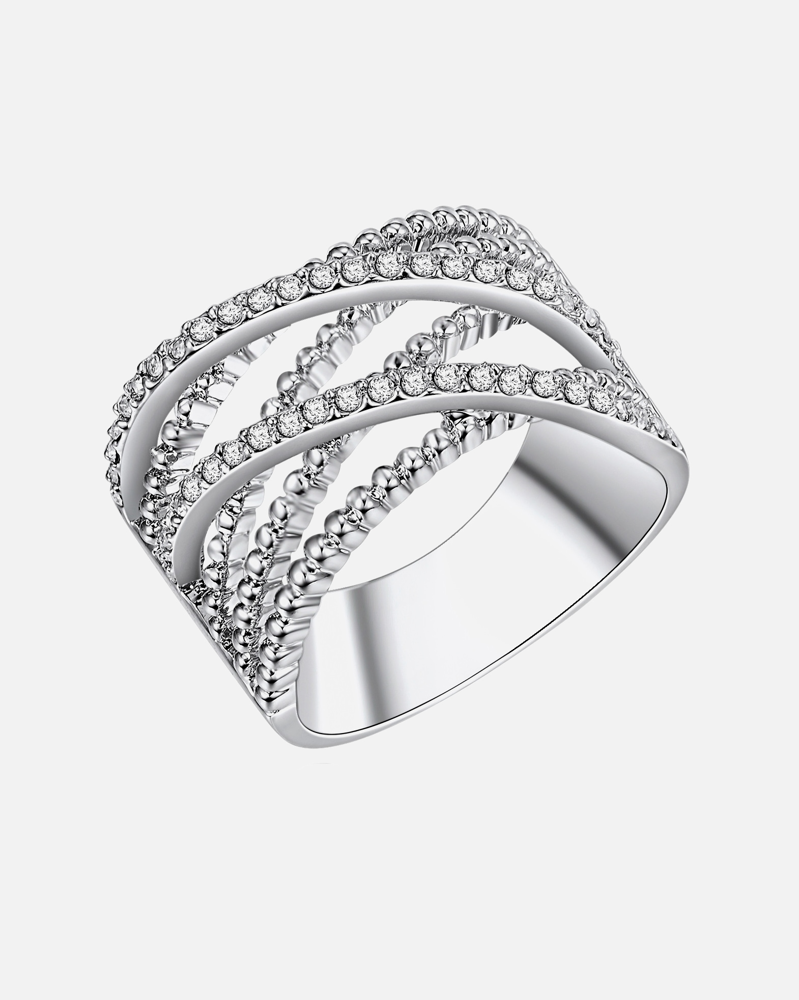 Ring für Weiblich Lulu & Jane Ring Metall-Legierung Glas in Silber 54