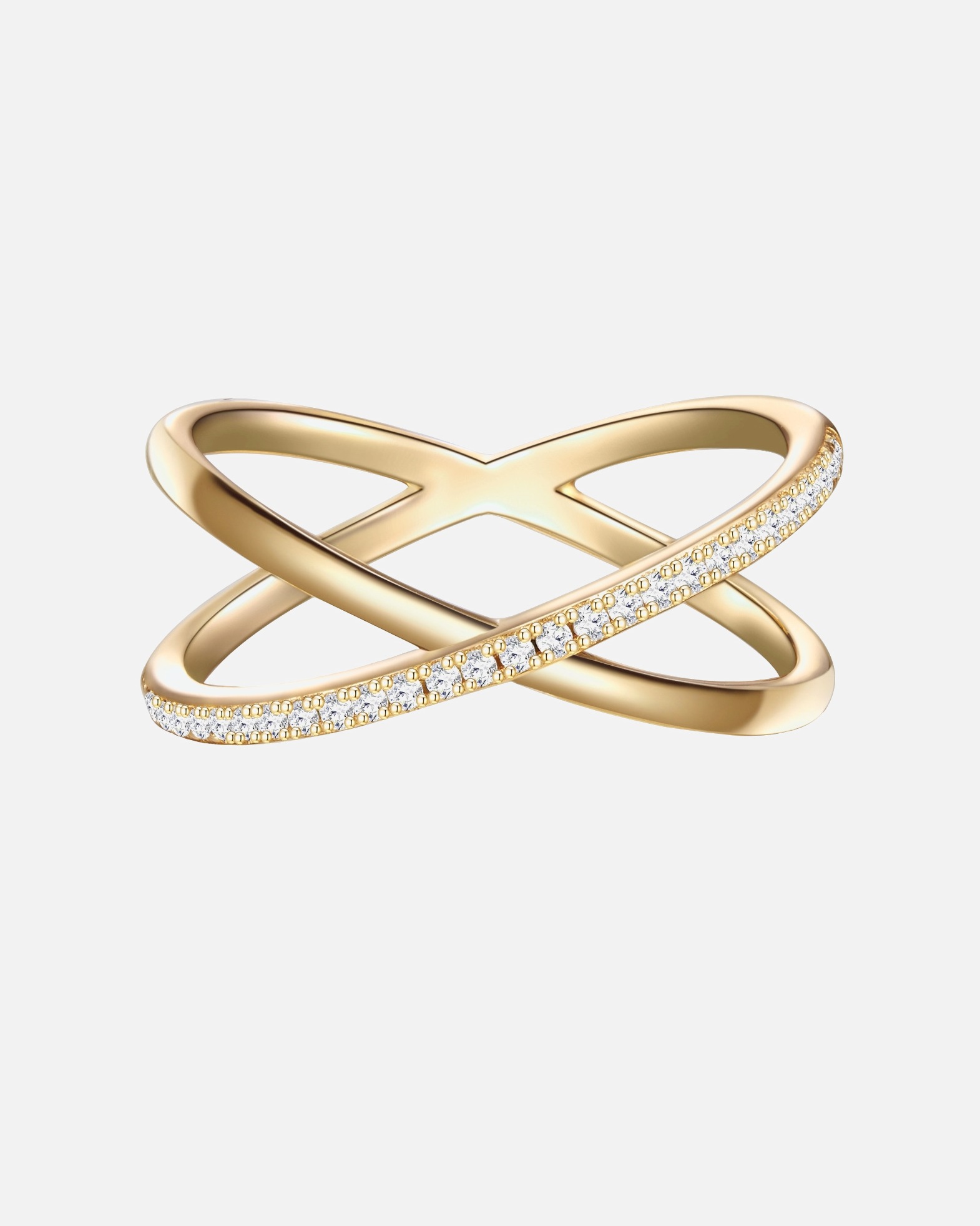 Ring für Weiblich Glanzstücke München Ring Sterling Silber gelbgold Zirkonia weiß 48