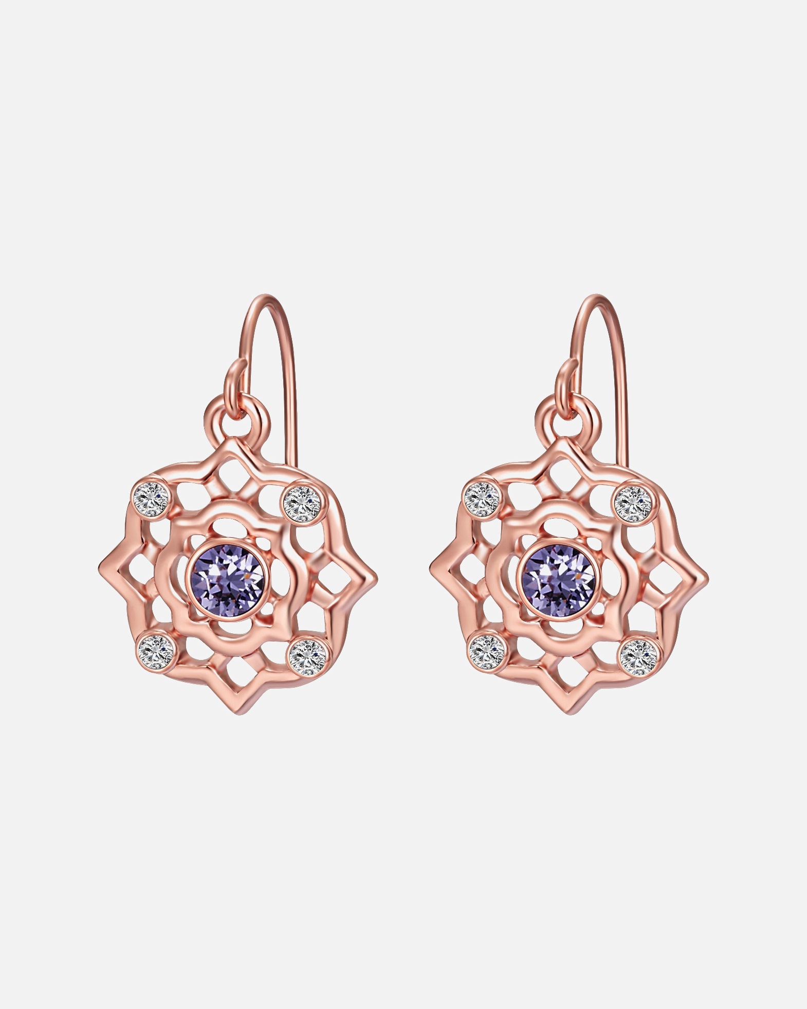 Ohrringe für Weiblich Lulu & Jane Ohrhänger Metall-Legierung verziert mit Kristallen von Swarovski® in Roségold 1 Stück