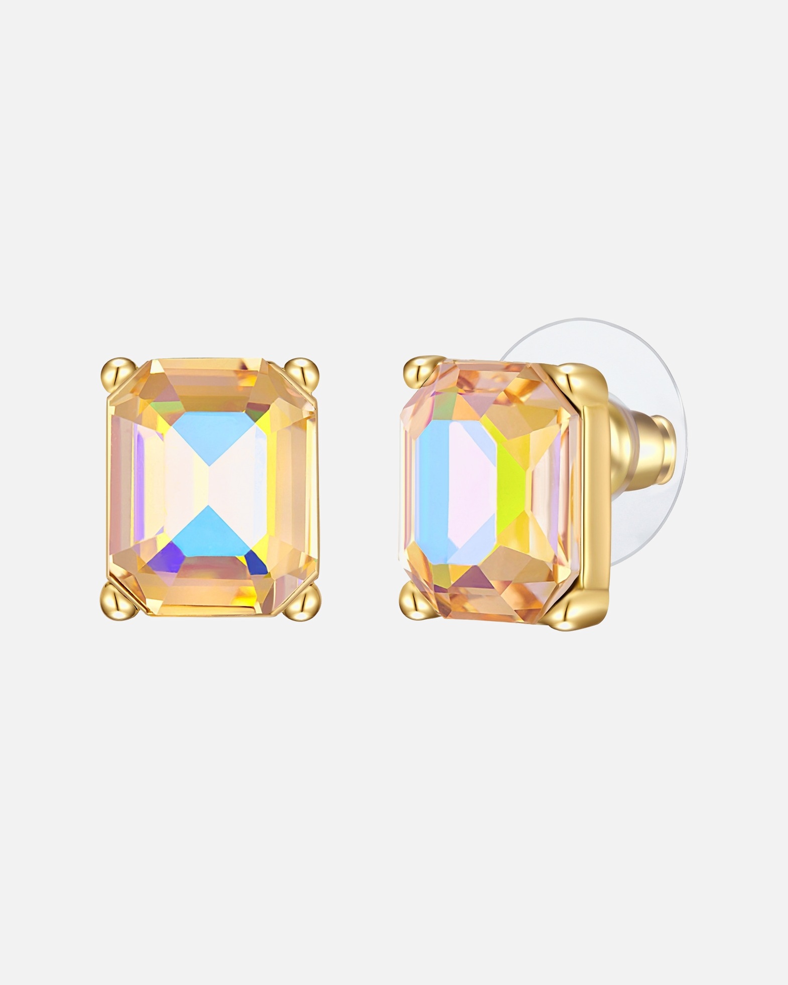 Ohrringe für Weiblich Yokoamii Ohrstecker aus Messing in Gelbgold mit Glas 12,7 mm