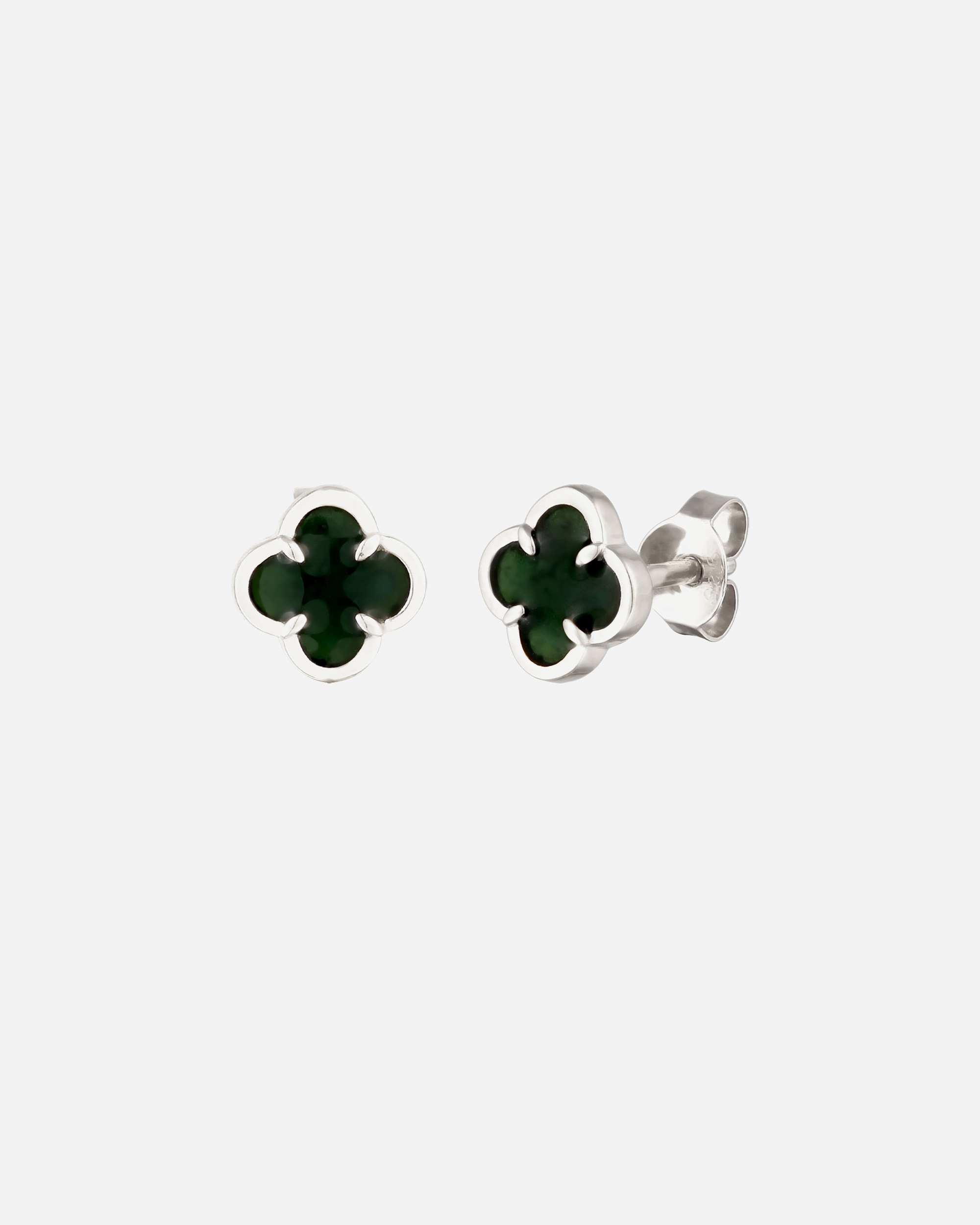 Ohrringe für Männlich KUZZOI Ohrstecker Kleeblatt Emaille Grün 925 Sterling Silber silberfarben