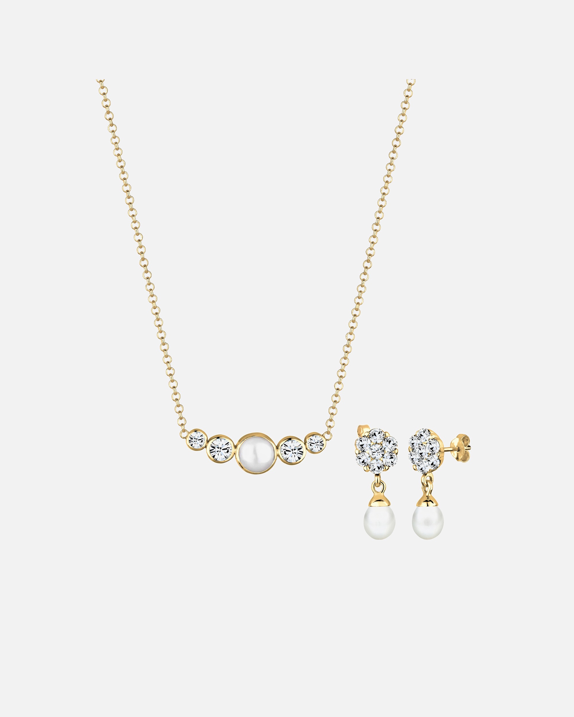Schmuckset für Weiblich Elli PREMIUM Perle Kristalle 925 Silber 1 Stück